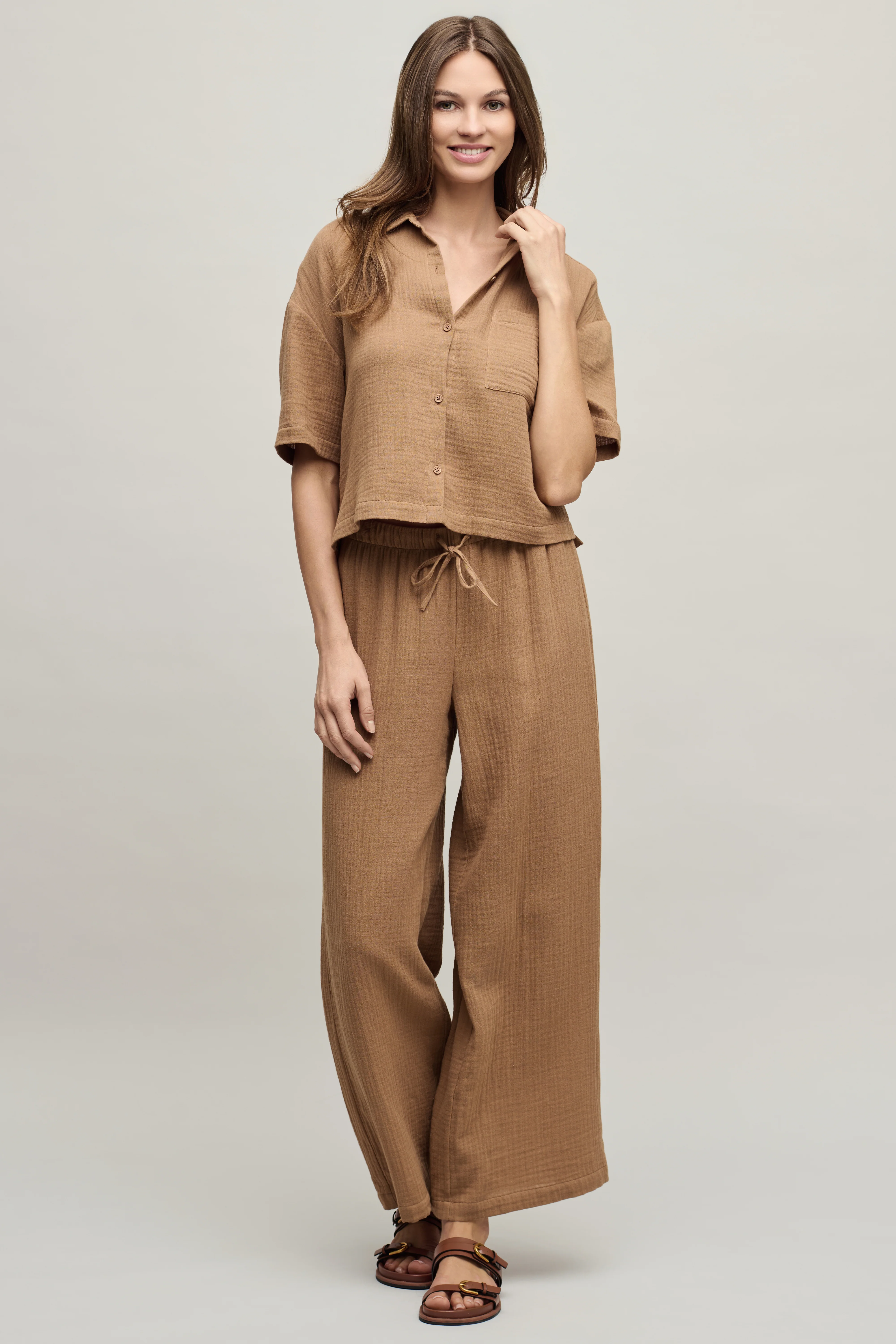 Cotton Gauze Wide Leg Pant - Image 4
