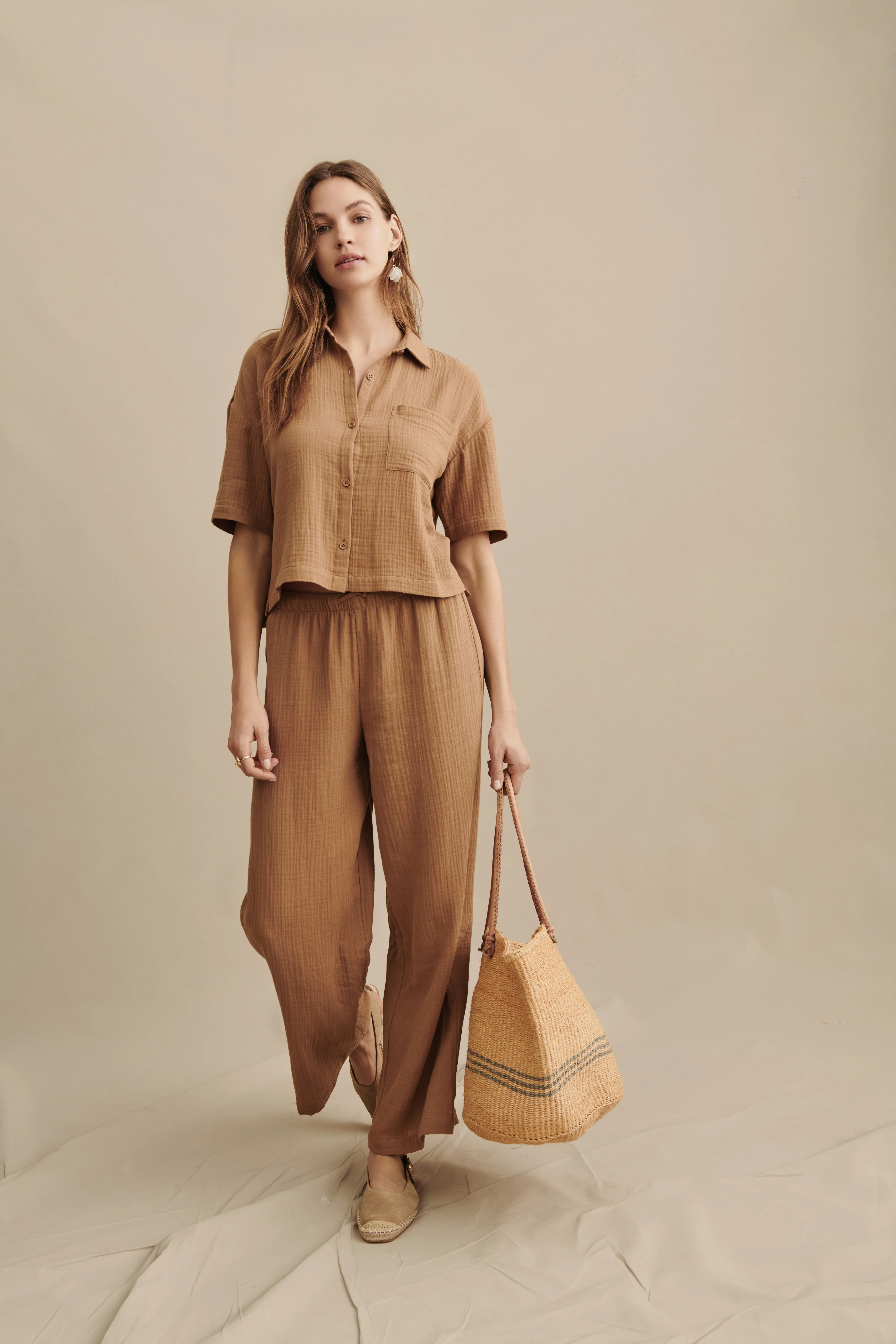 Cotton Gauze Wide Leg Pant - Image 5