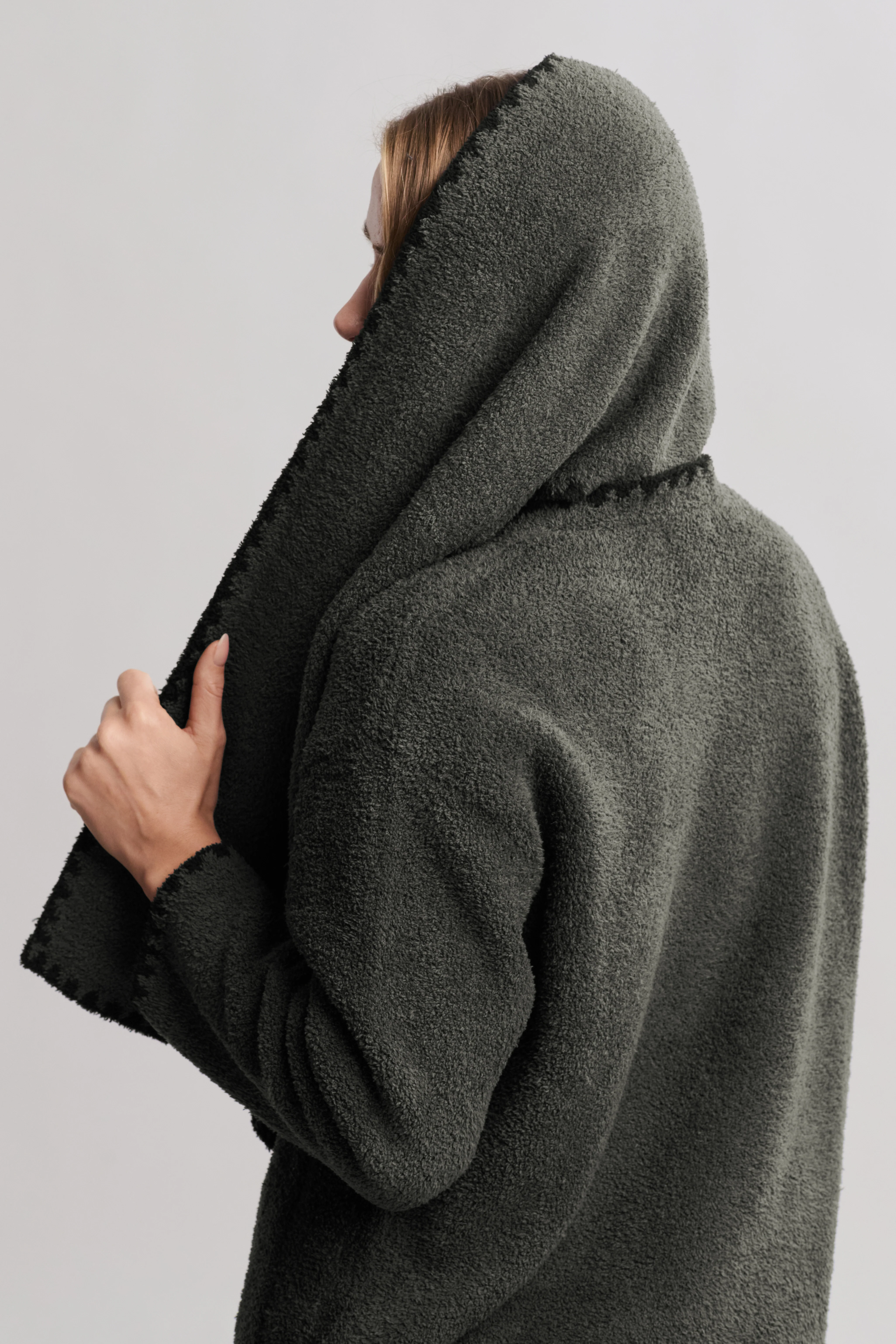 CozyChic® Blanket Stitch Cardigan with Detachable Scarf - Image 4