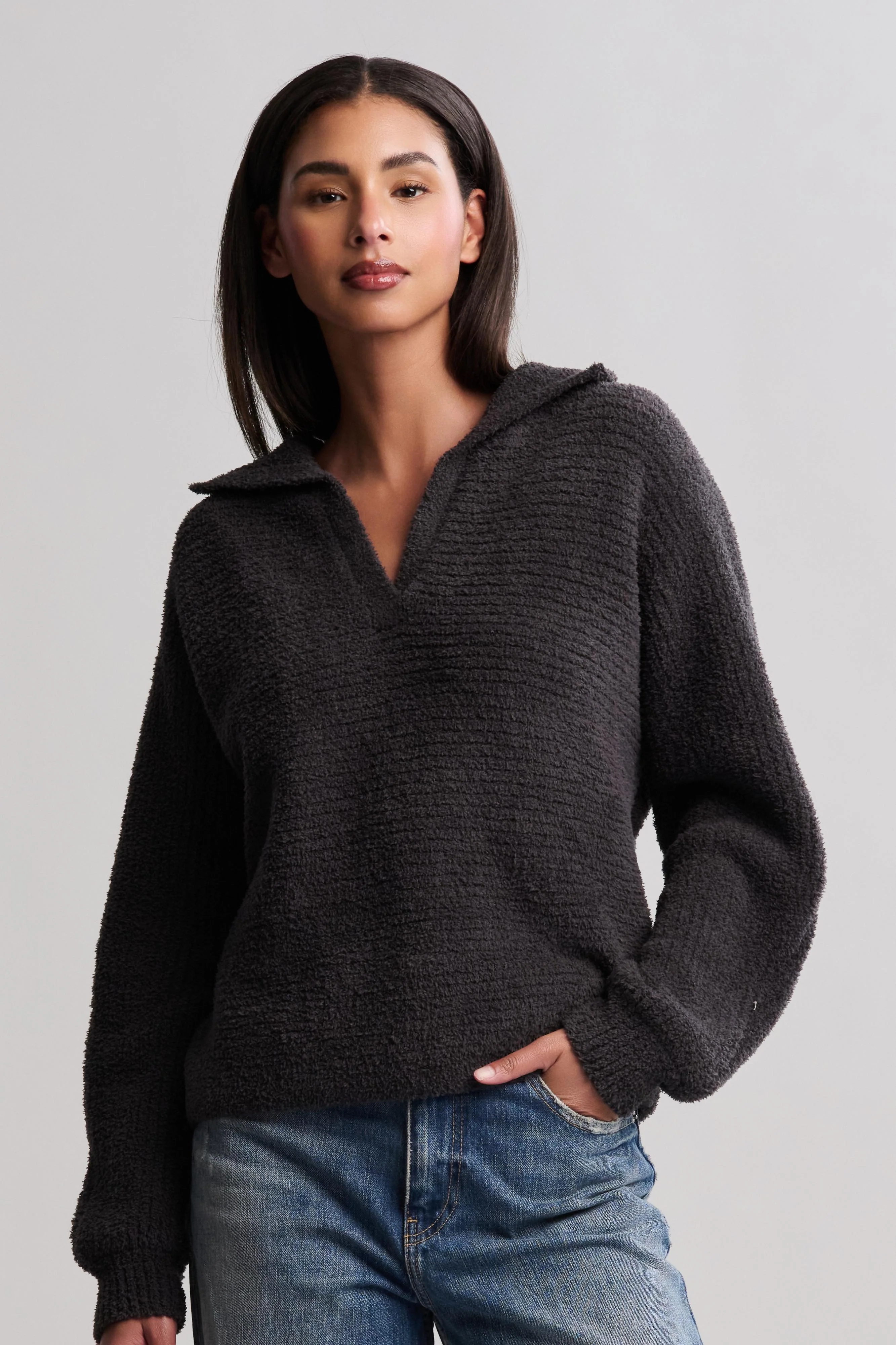 CozyChic® Dolman Sleeve Collared Pullover