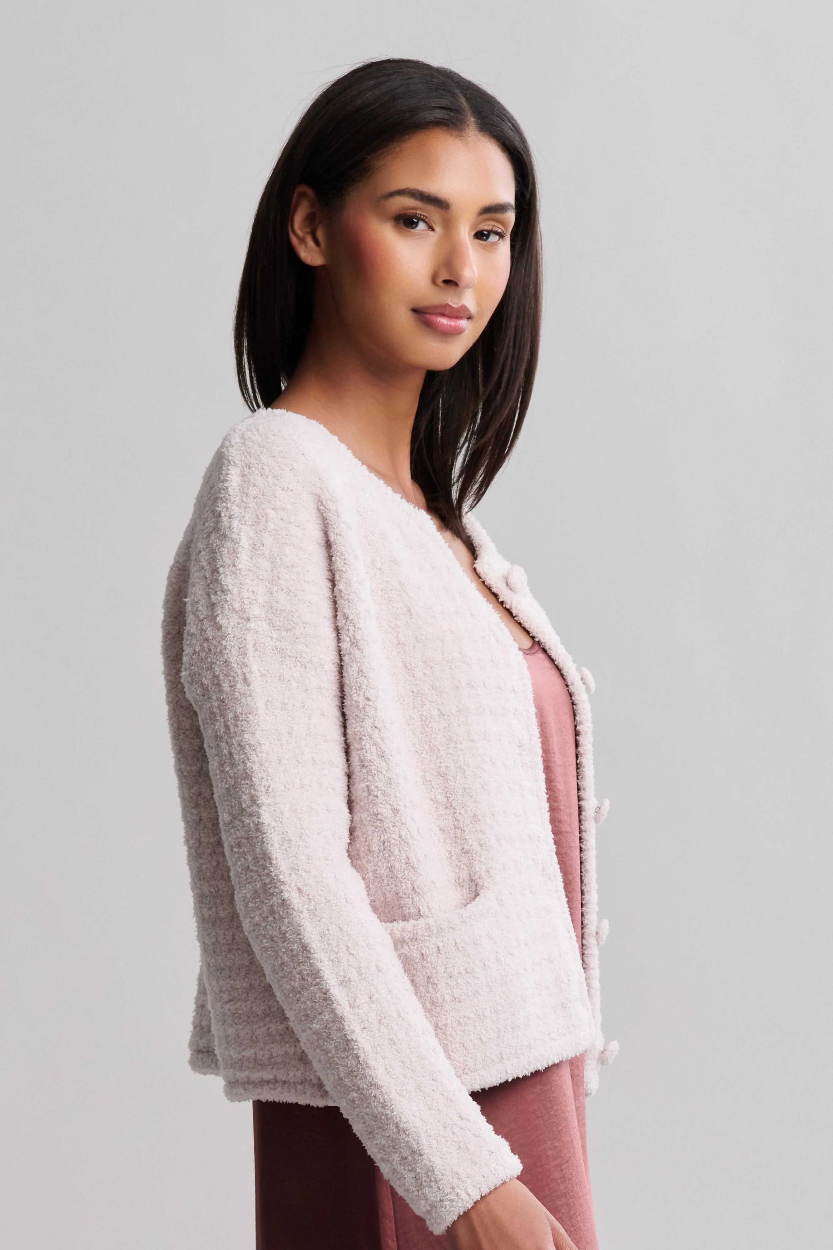 CozyChic® Textured Button Front Cardigan - Image 6