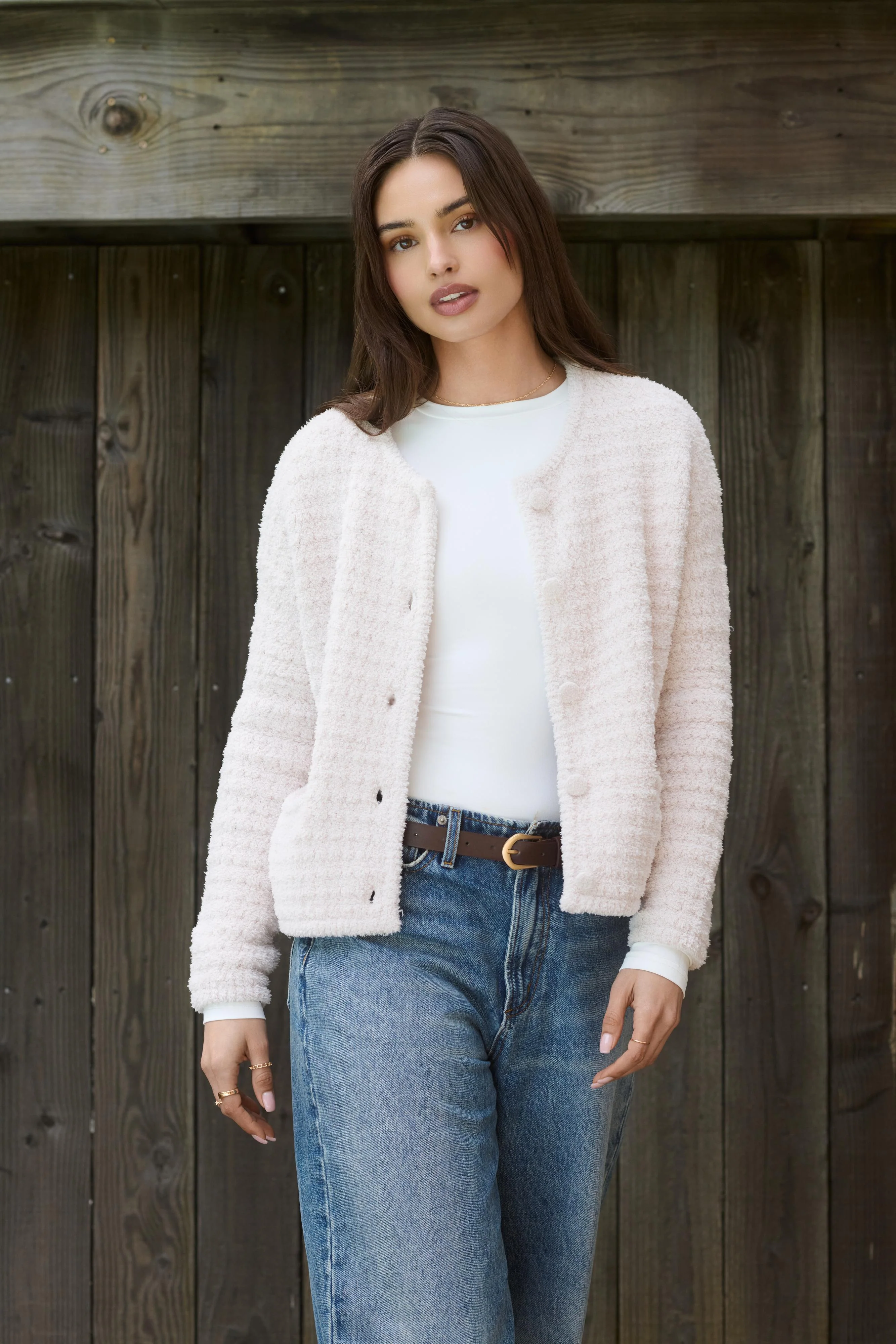 CozyChic® Textured Button Front Cardigan - Image 8