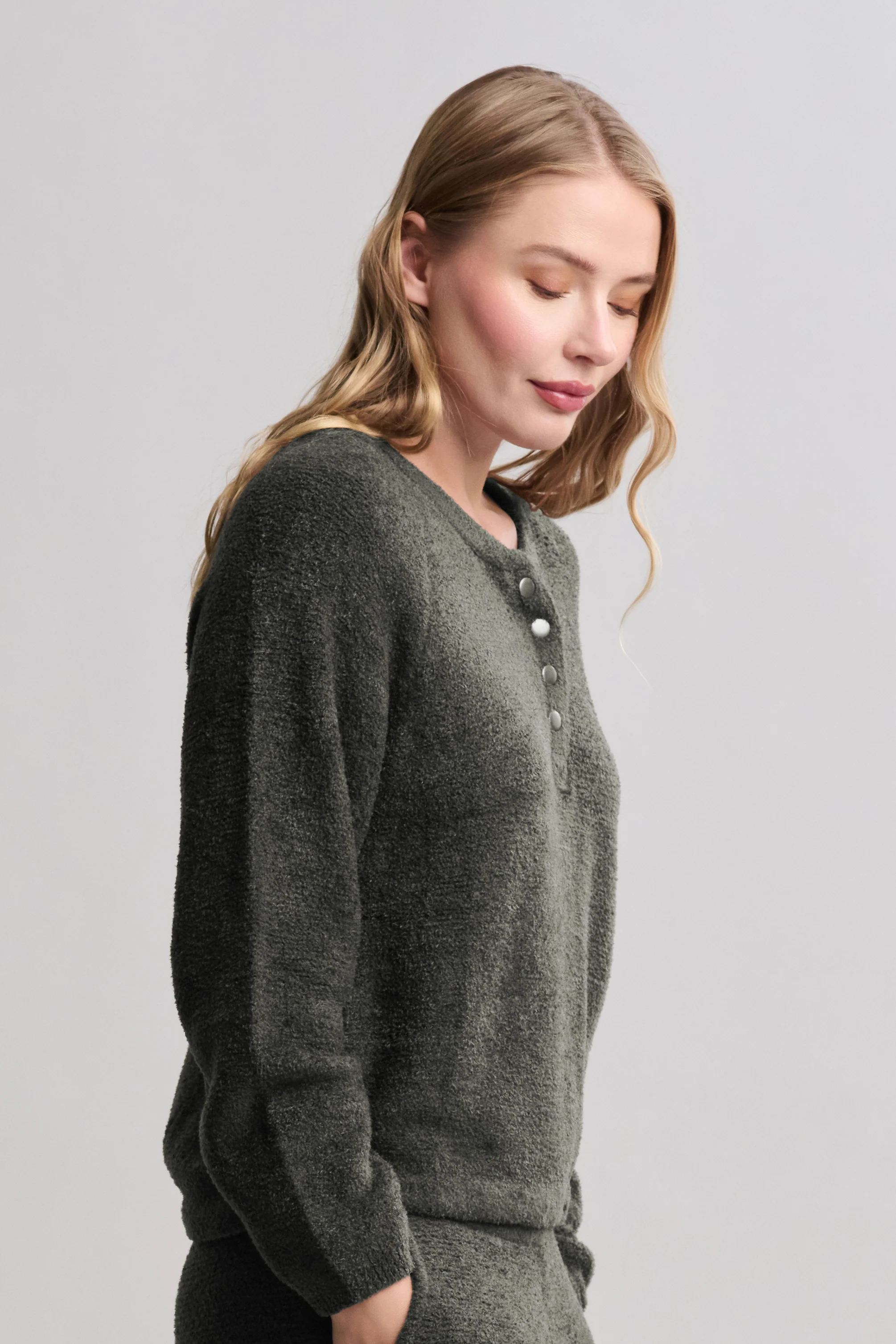CozyChic Lite® Textured Raglan Sleeve Henley - Image 5