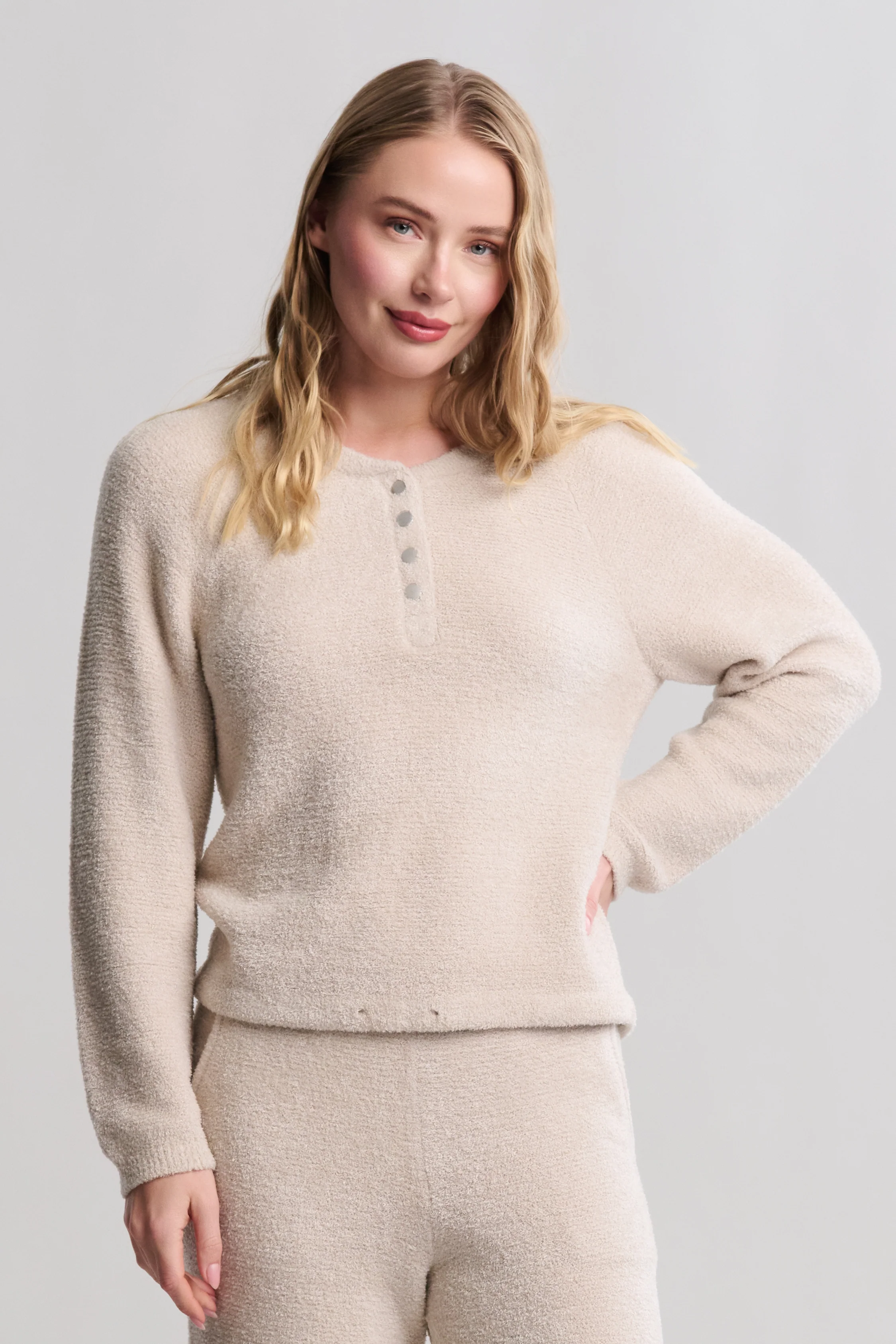 CozyChic Lite® Textured Raglan Sleeve Henley - Image 7
