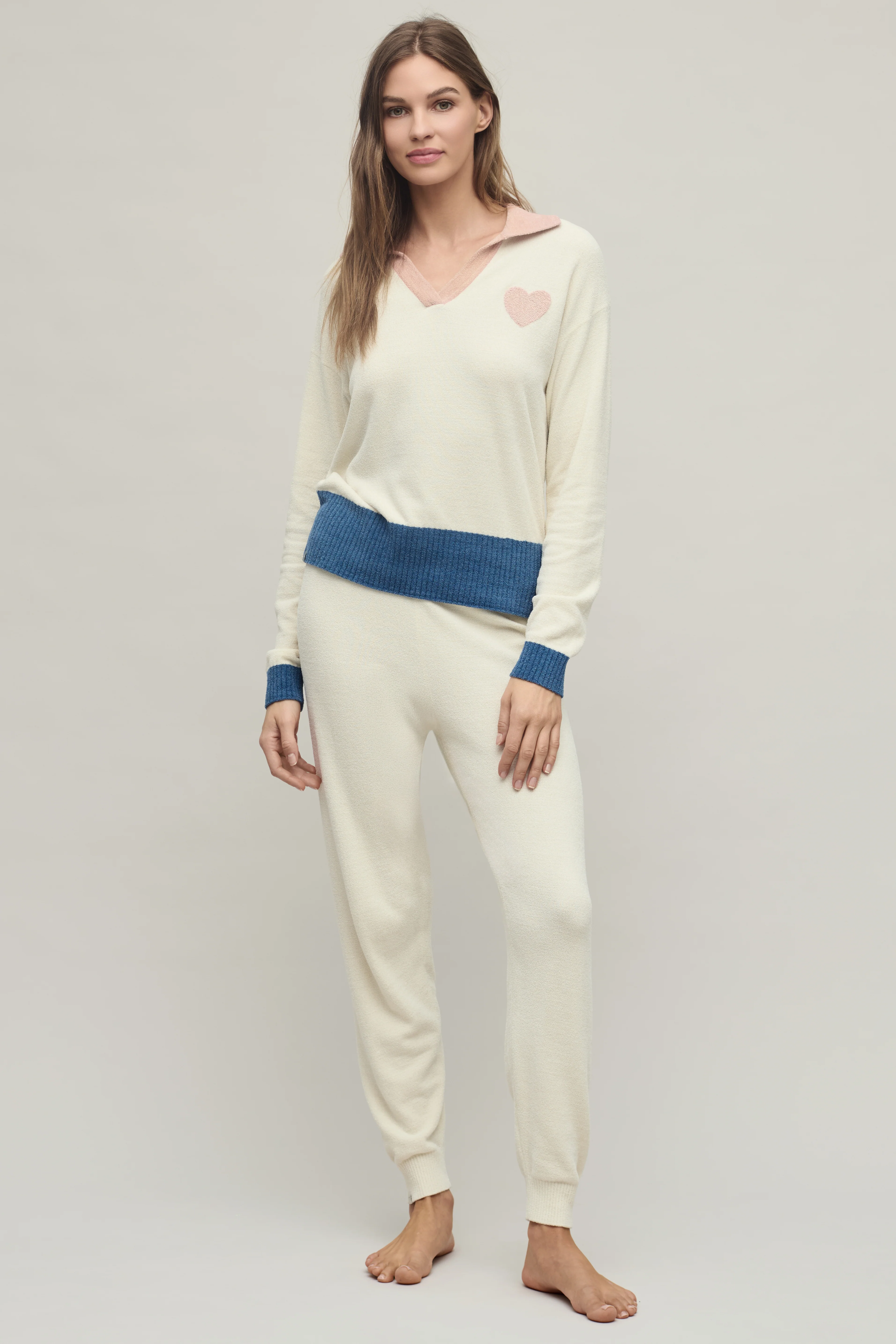 CozyChic Ultra Lite® Color Block Heart Collared Pullover - Image 9