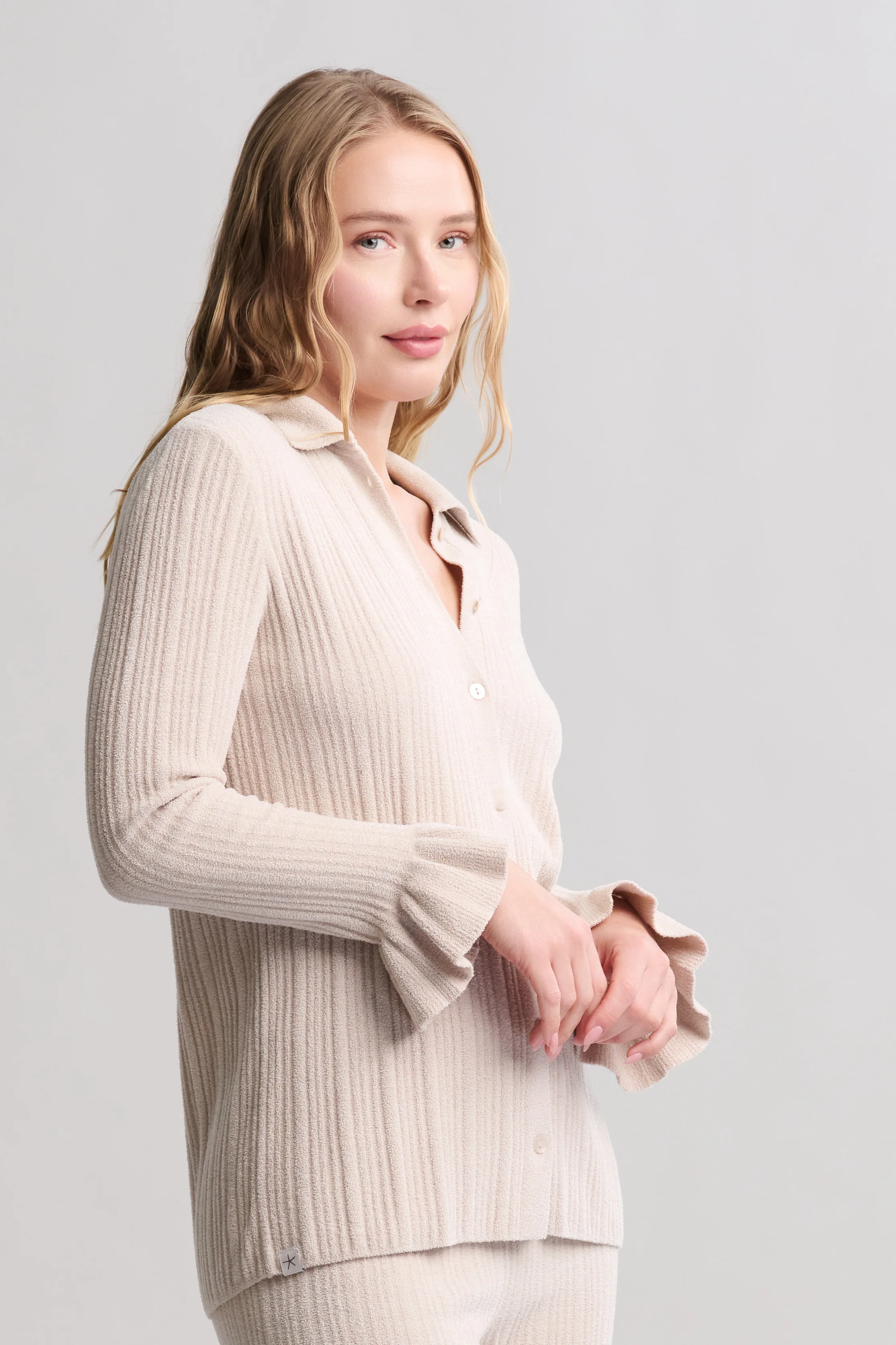 CozyChic Ultra Lite® Ribbed Ruffle Cuff Shirt - Image 2