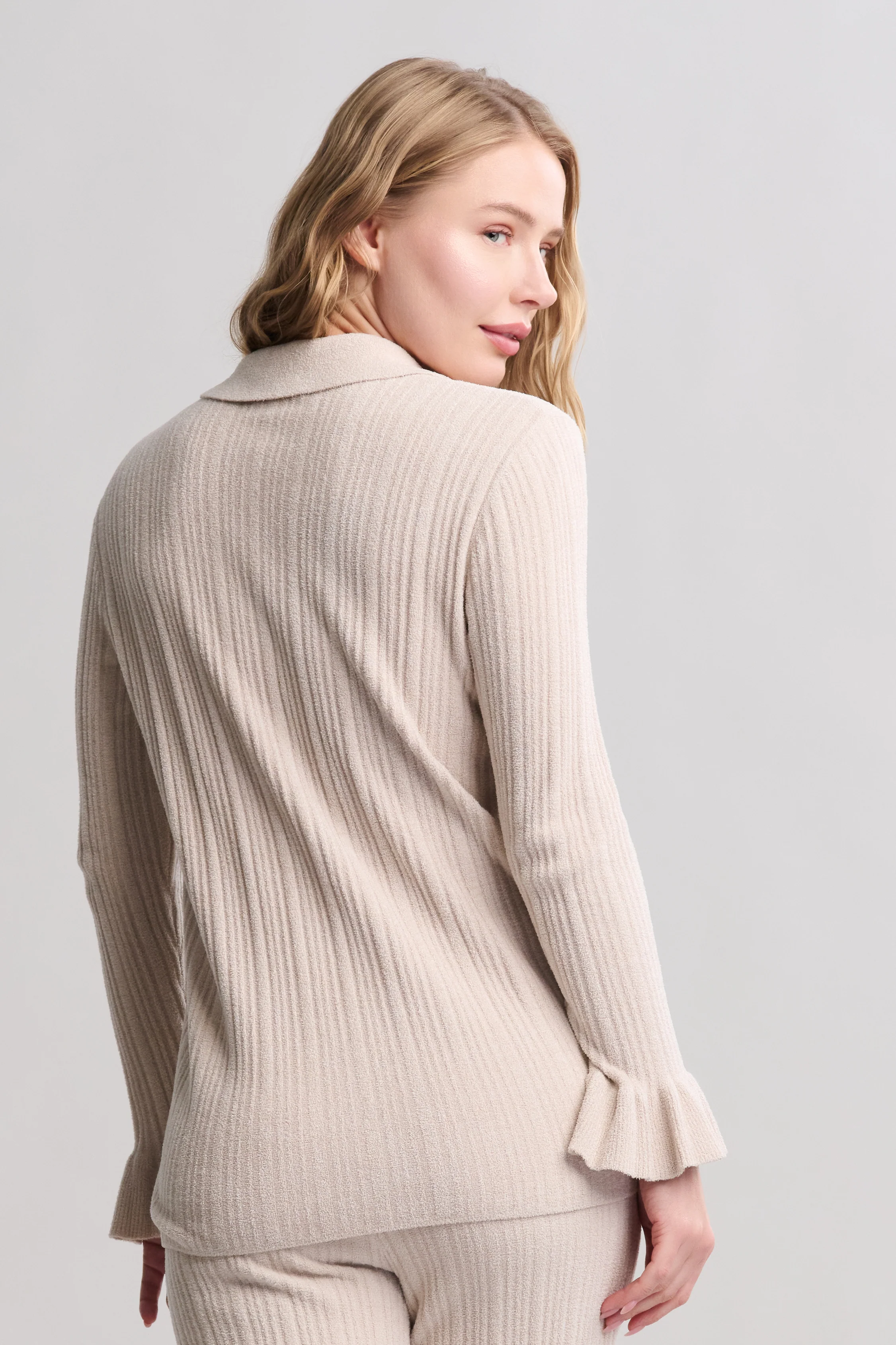 CozyChic Ultra Lite® Ribbed Ruffle Cuff Shirt - Image 3
