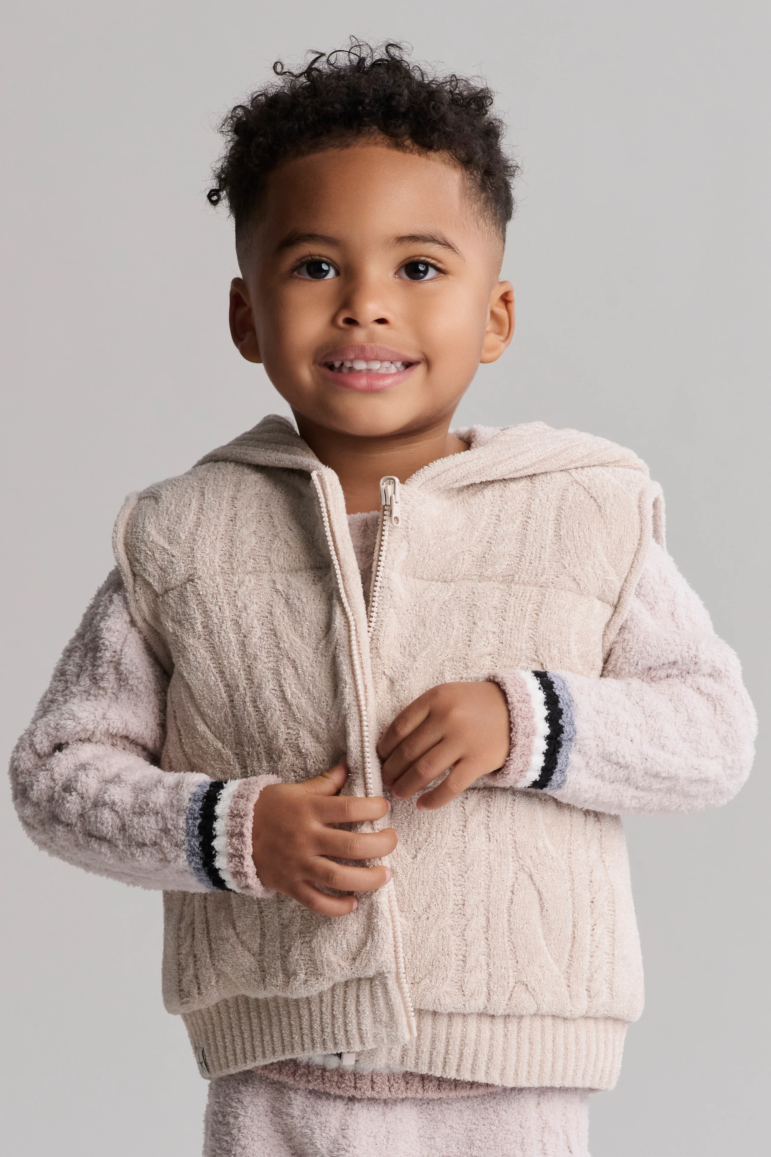 CozyChic Ultra Lite® Toddler Cable Puffer Hooded Vest