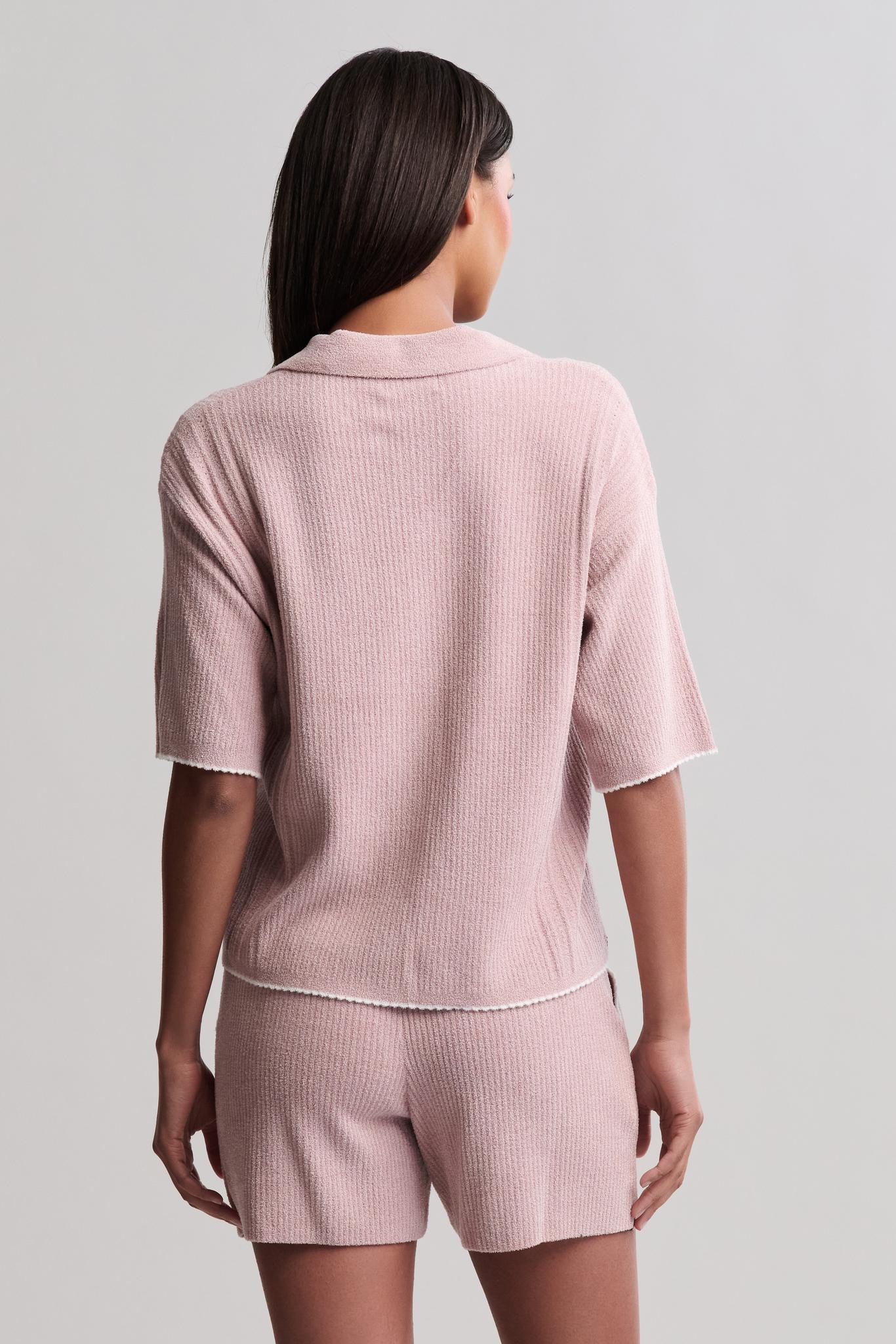 CozyChic Ultra Lite® Contrast Scallop Short Sleeve Shirt and Short Set - Image 10