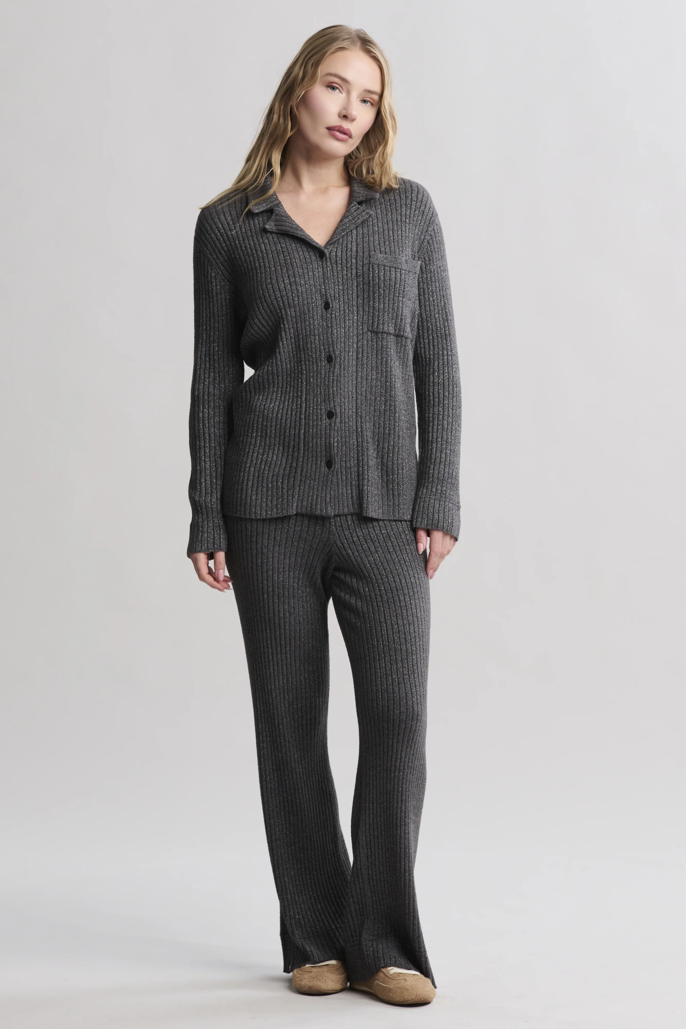 CozyChic Ultra Lite® Lurex Rib Wide Leg Pant - Image 4
