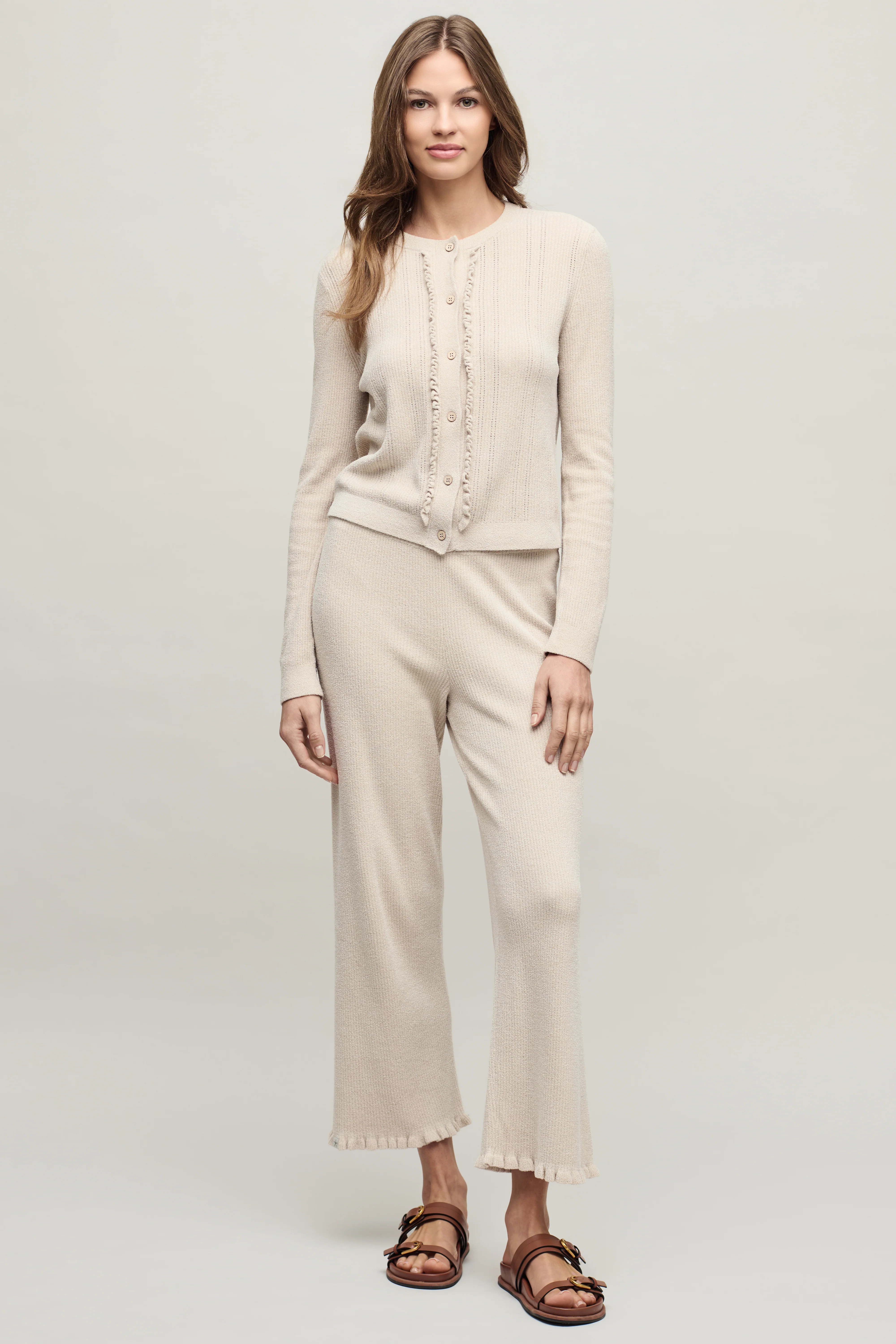CozyChic Ultra Lite® Pointelle Rib Ruffle Front Cardigan - Image 10
