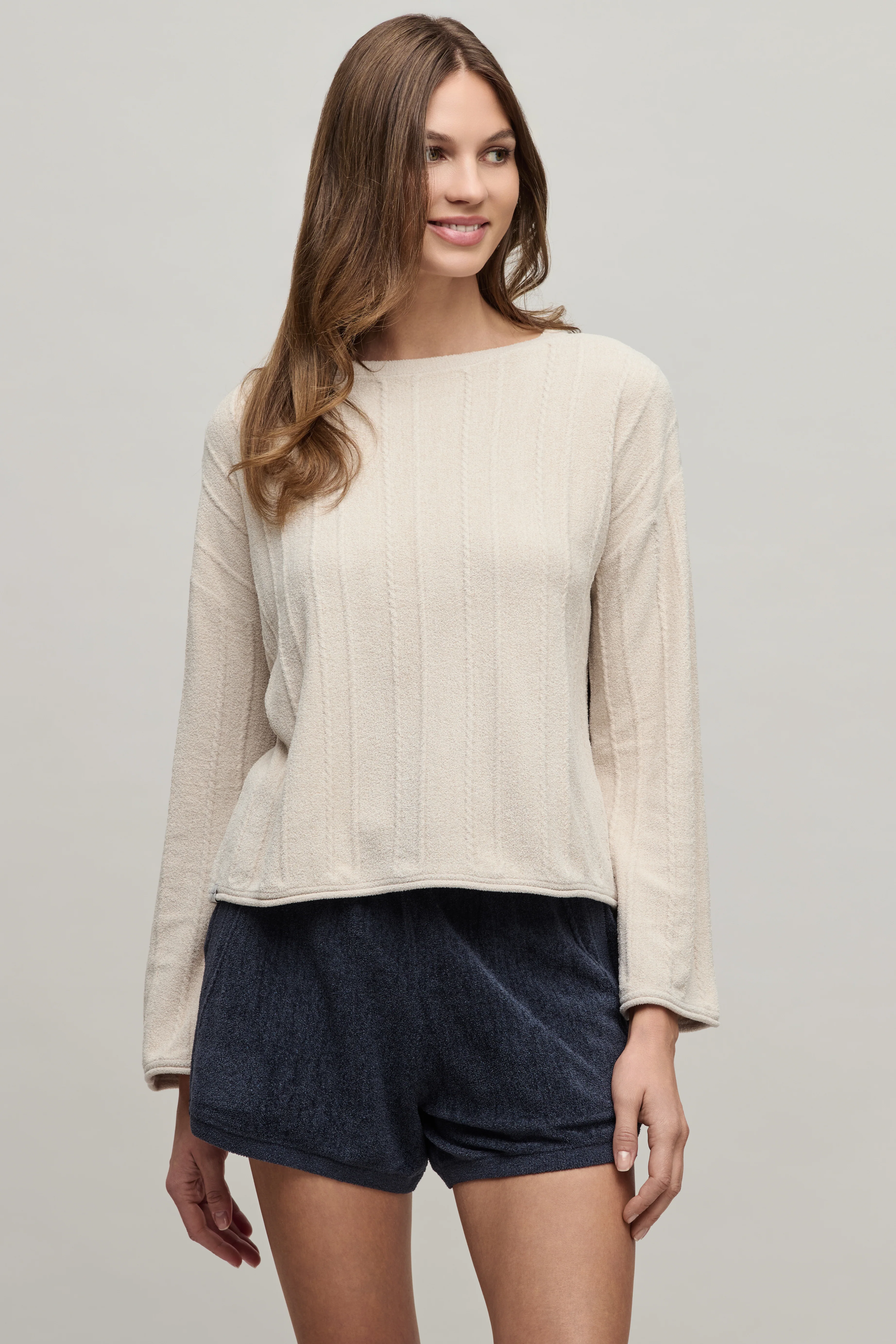 CozyChic Ultra Lite® Rope Stitch Boatneck Pullover
