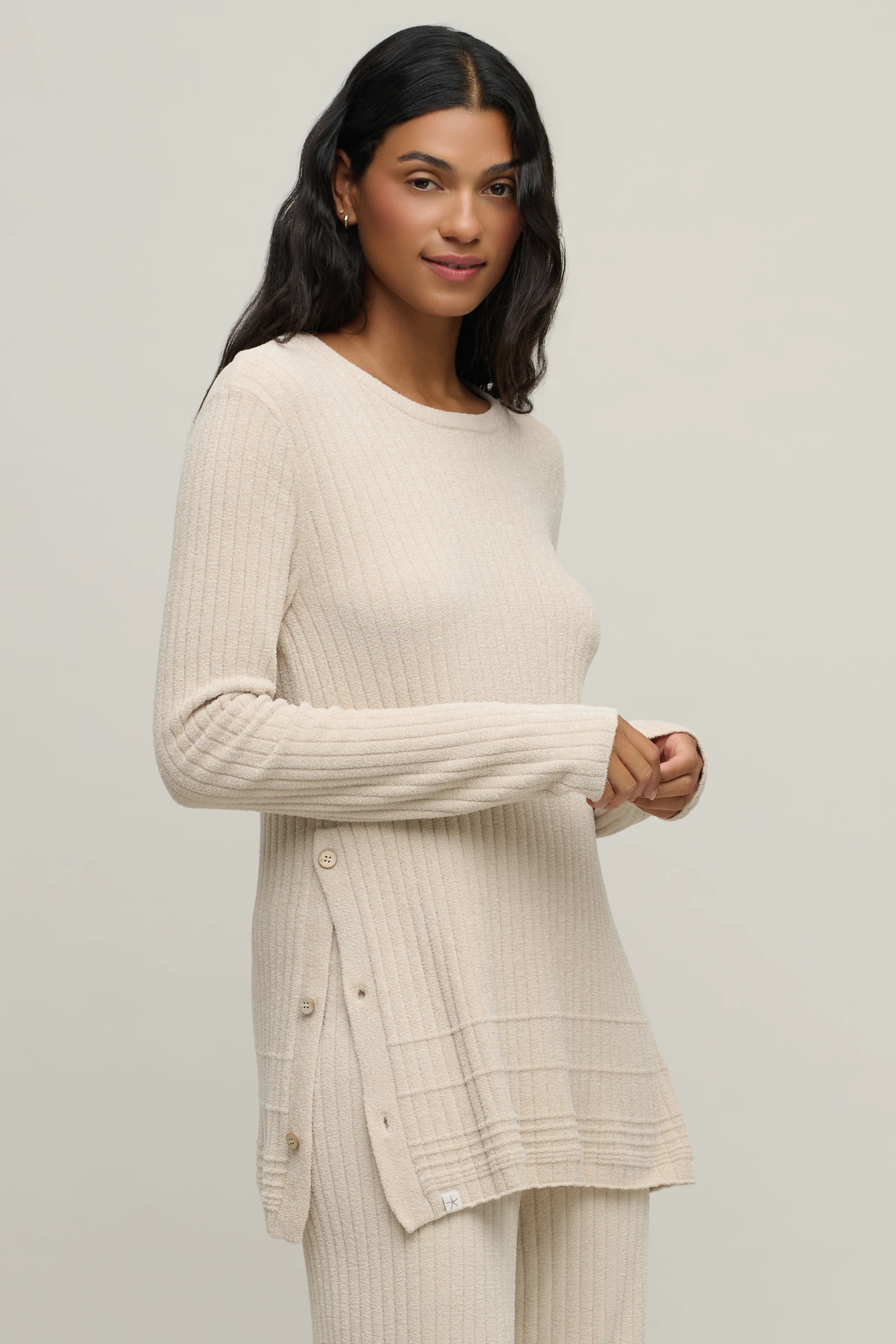 CozyChic Ultra Lite® Textured Rib Pullover with Buttons