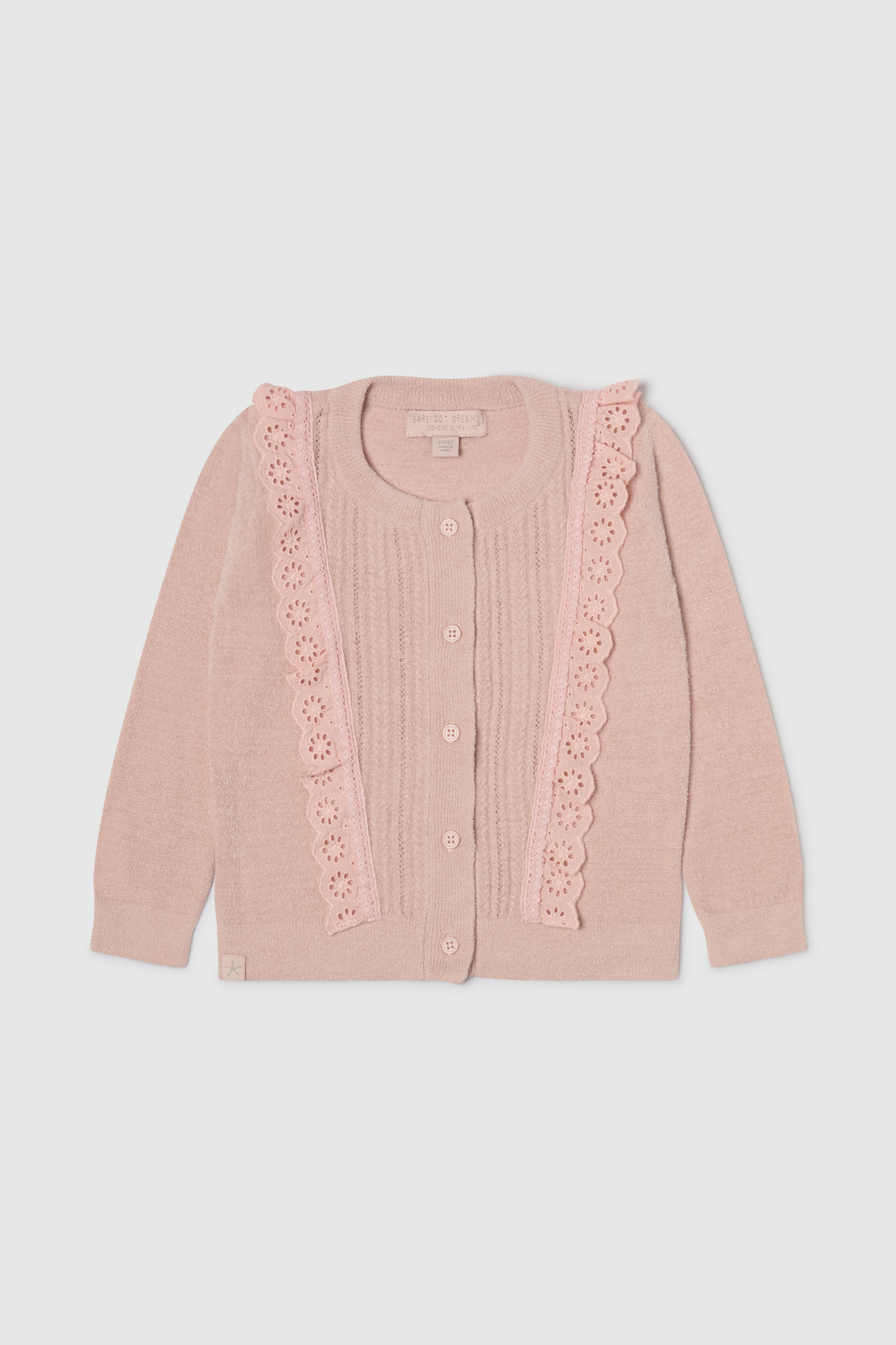CozyChic Ultra Lite® Toddler Cardigan with Cotton Eyelet Ruffle - Image 5