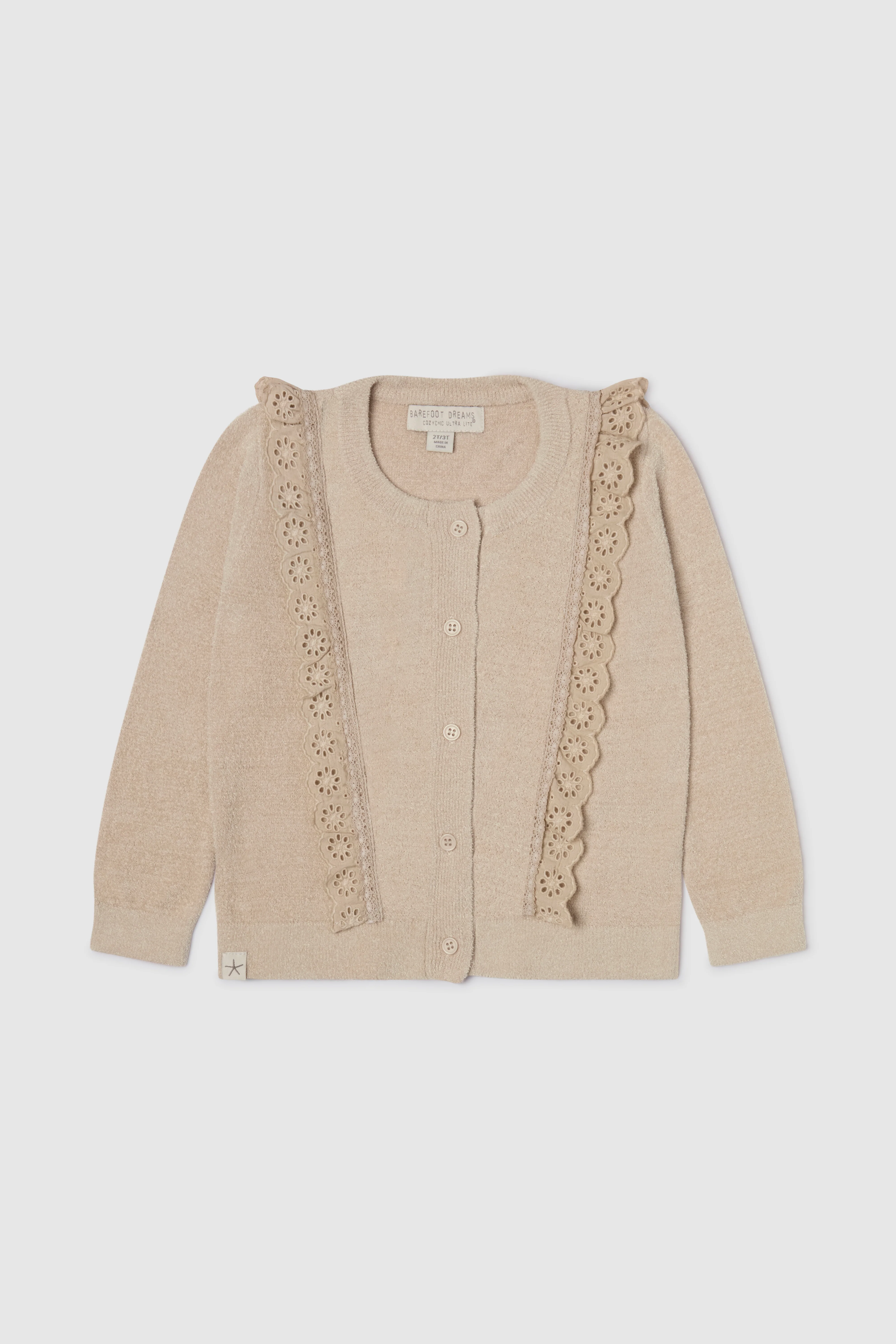 CozyChic Ultra Lite® Toddler Cardigan with Cotton Eyelet Ruffle - Image 7