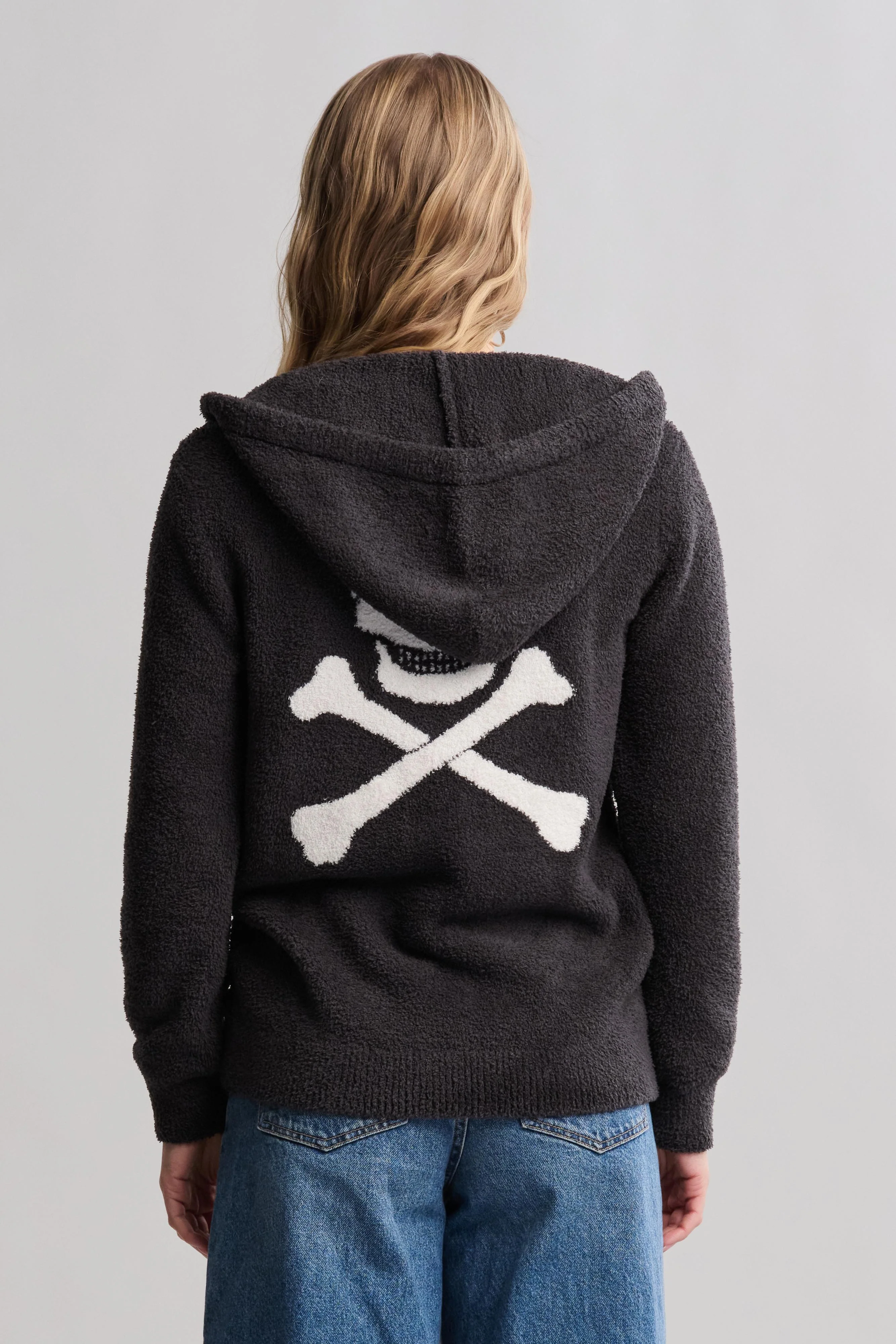 CozyChic® Unisex Skull & Bones Zip Up Hoodie - Image 3
