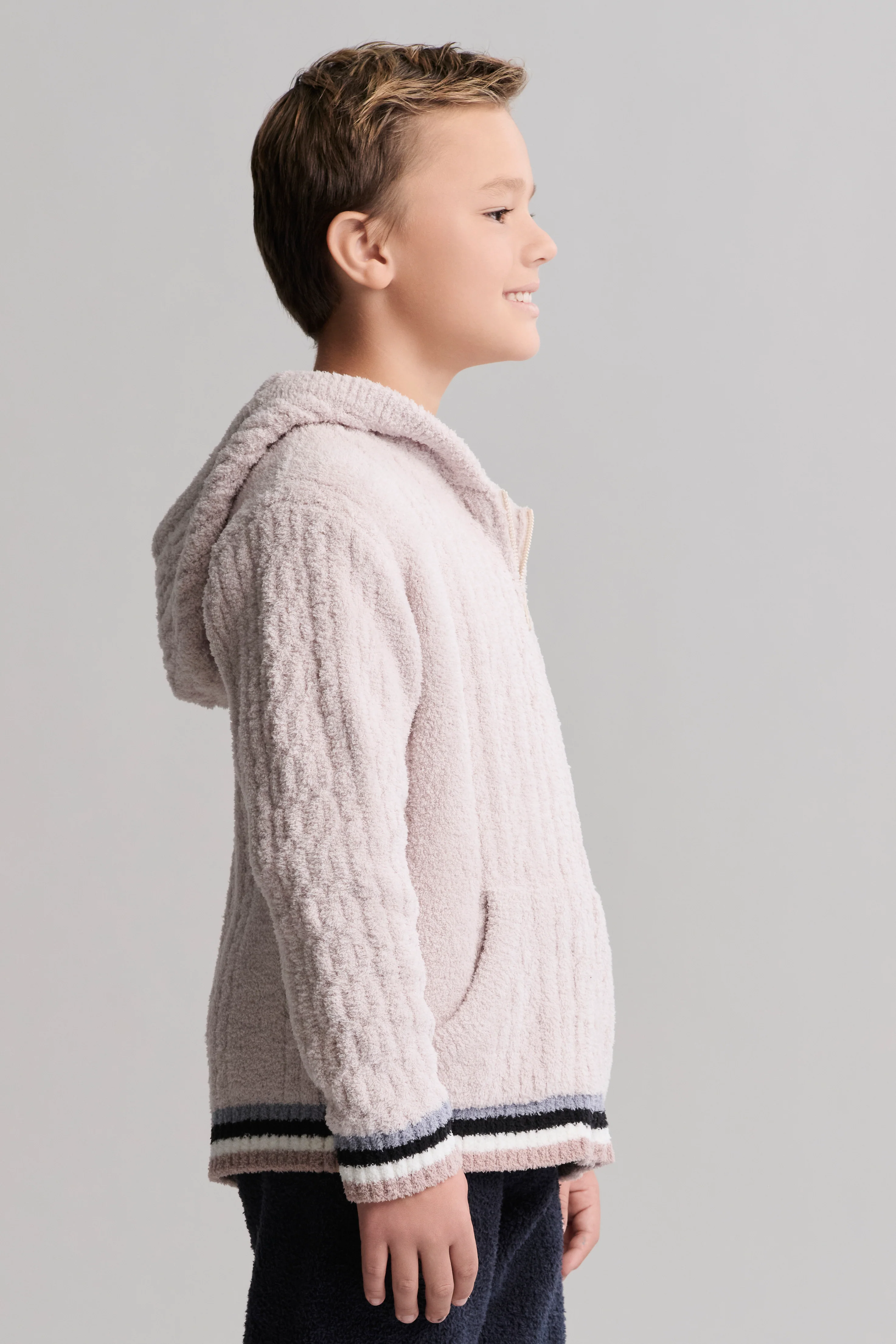 CozyChic® Youth Sporty Rib Cable Zip Hoodie - Image 2