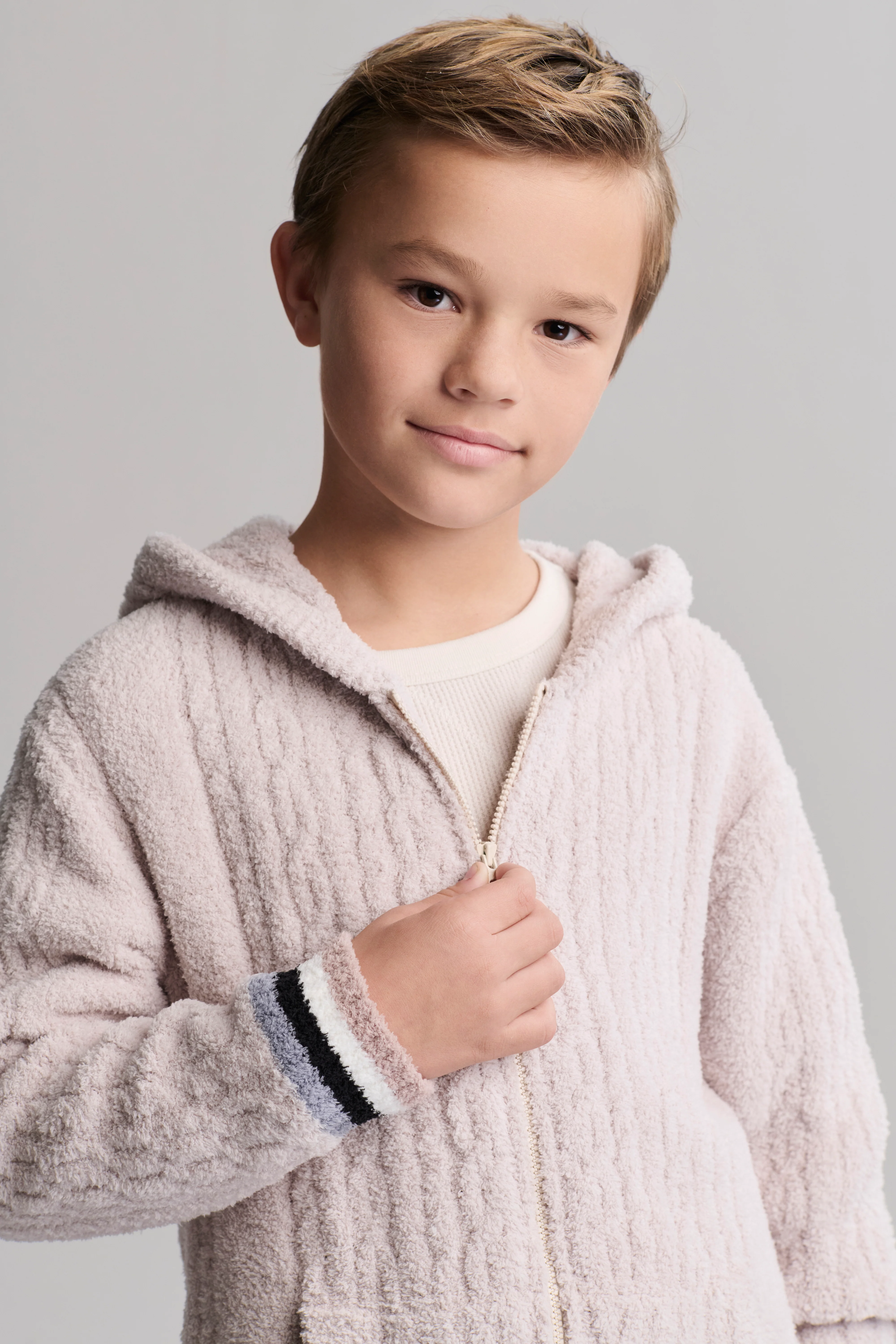 CozyChic® Youth Sporty Rib Cable Zip Hoodie - Image 4