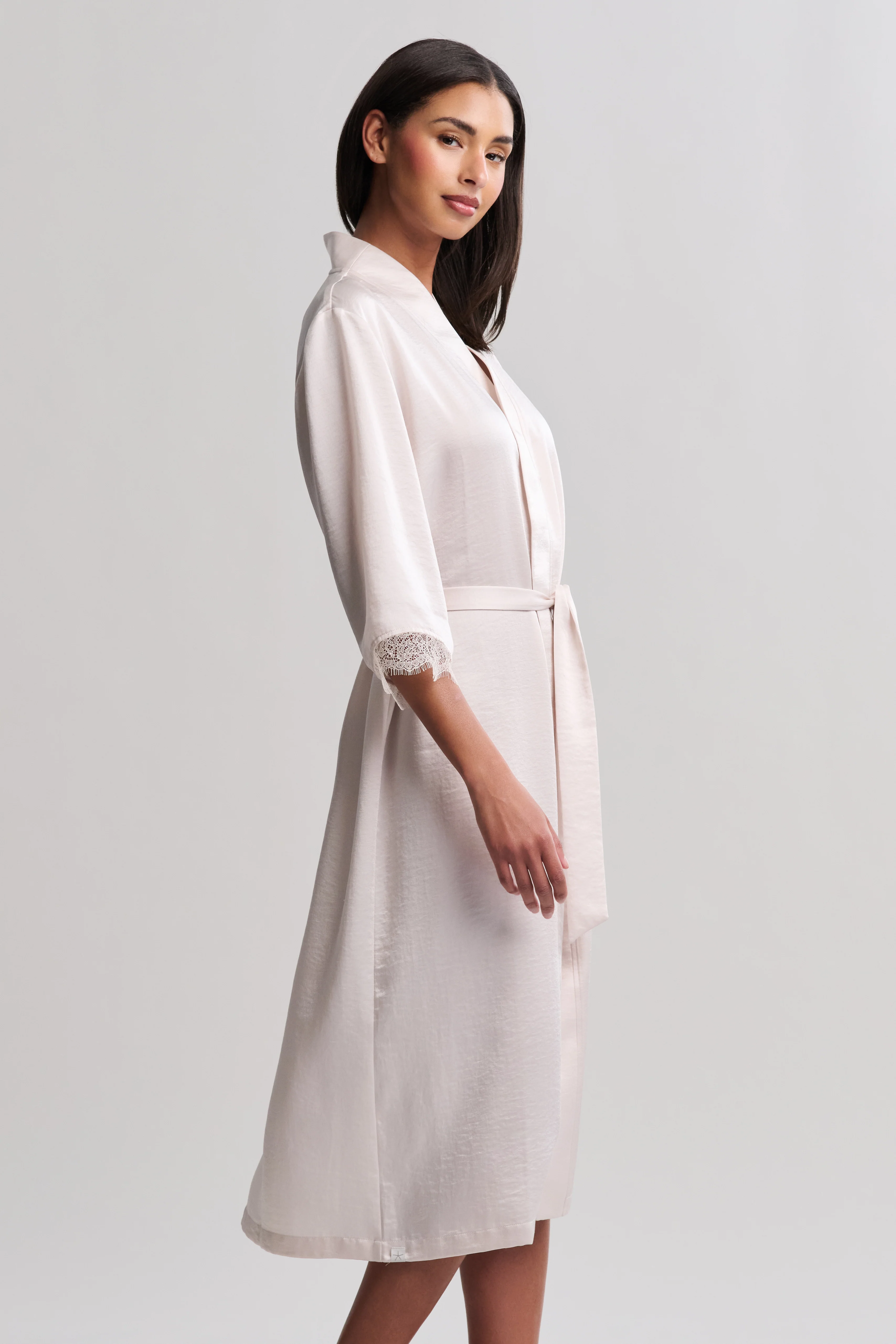 Liquid Satin Lace Kimono Robe - Image 5