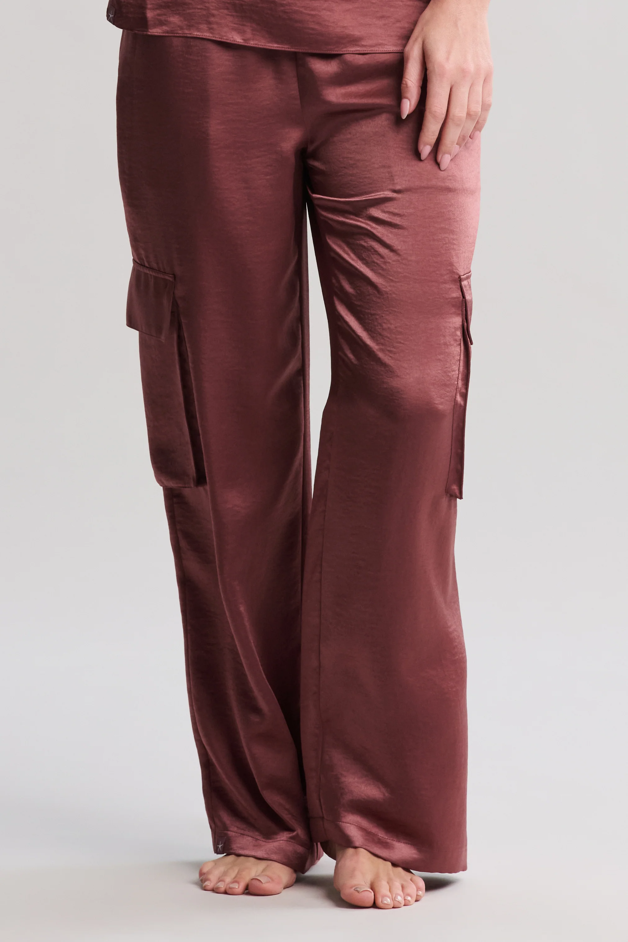 Liquid Satin Wide Leg Cargo Pant