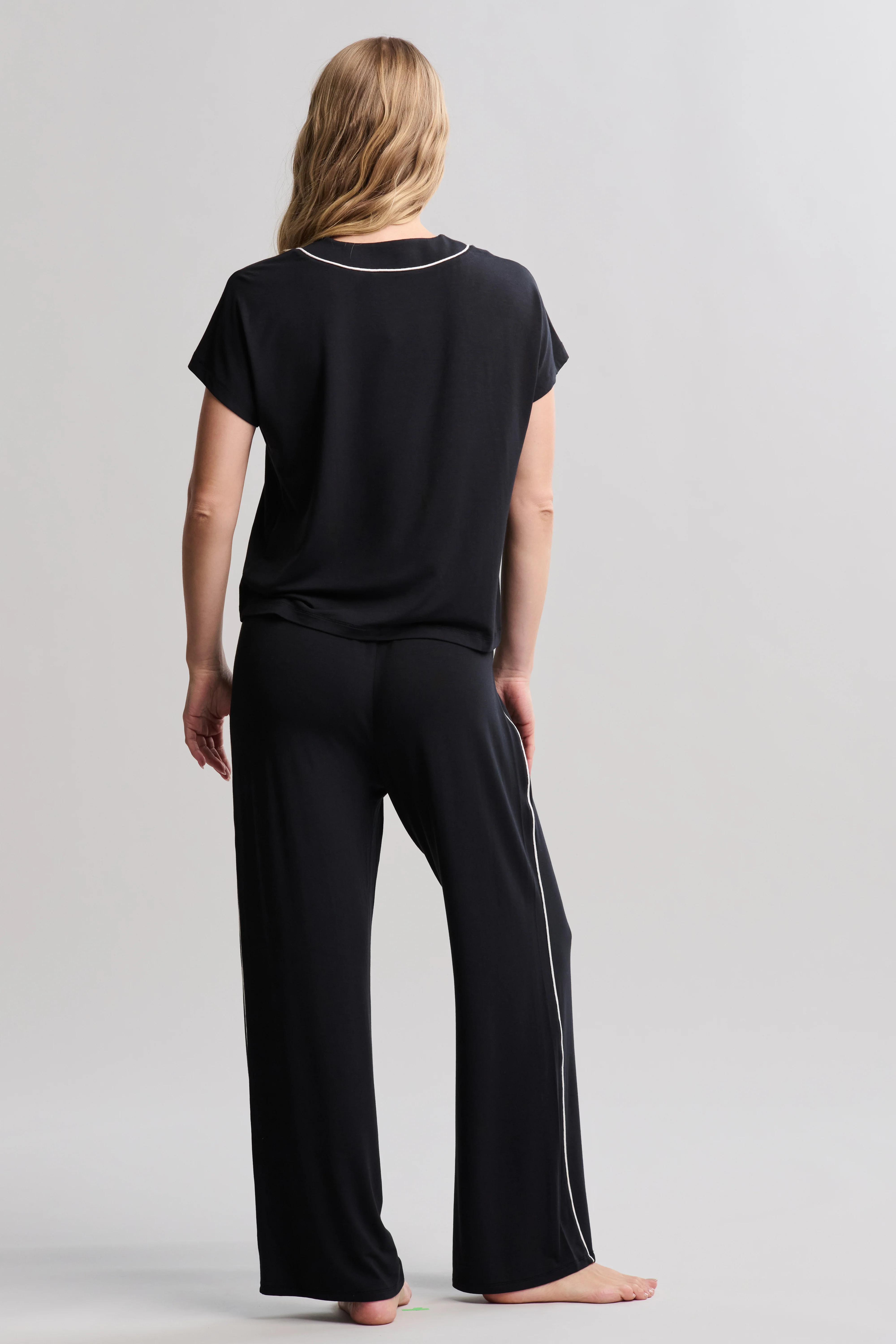 Luxe Milk Jersey® Piped Short Sleeve Pant Set - Image 3