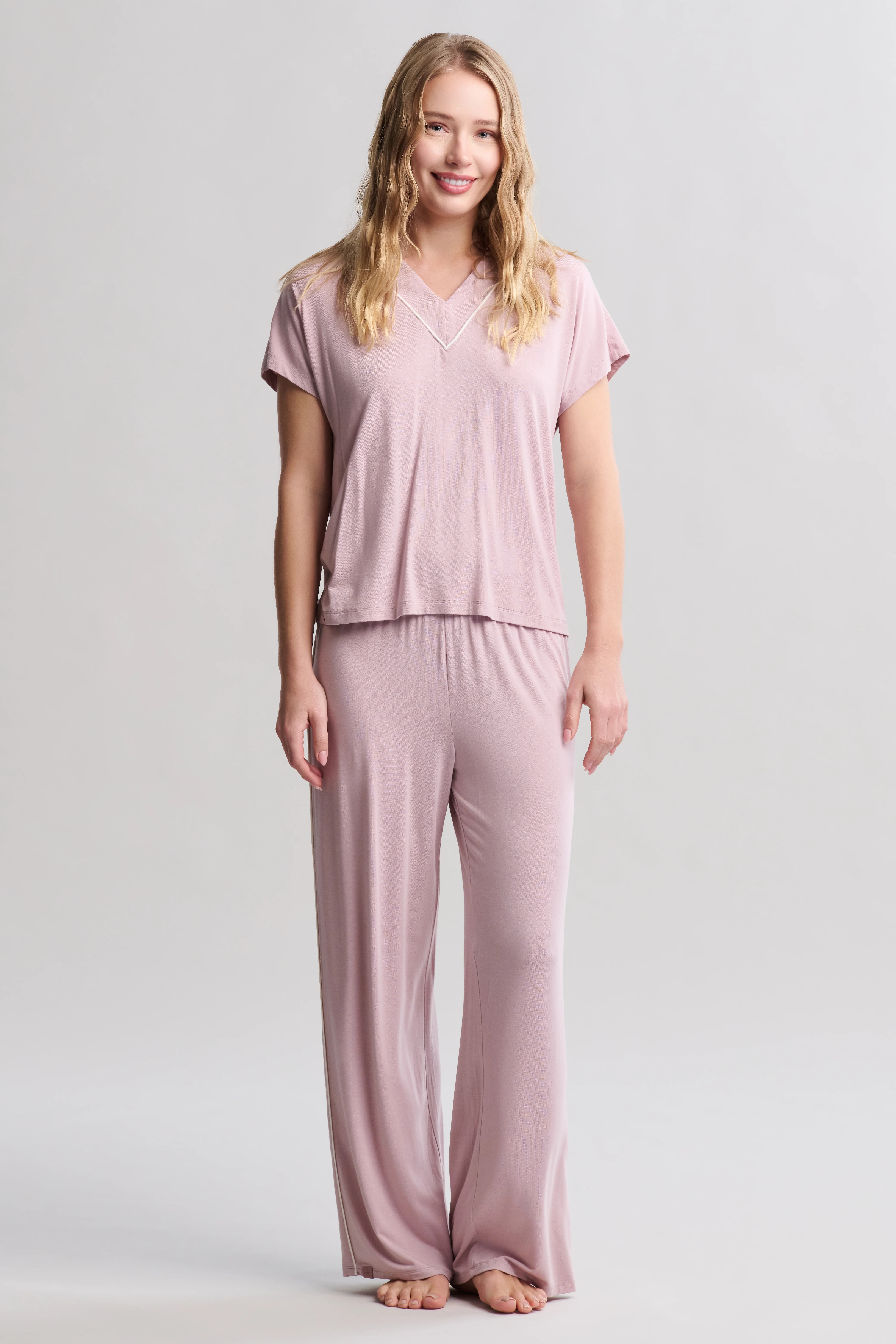 Luxe Milk Jersey® Piped Short Sleeve Pant Set - Image 4