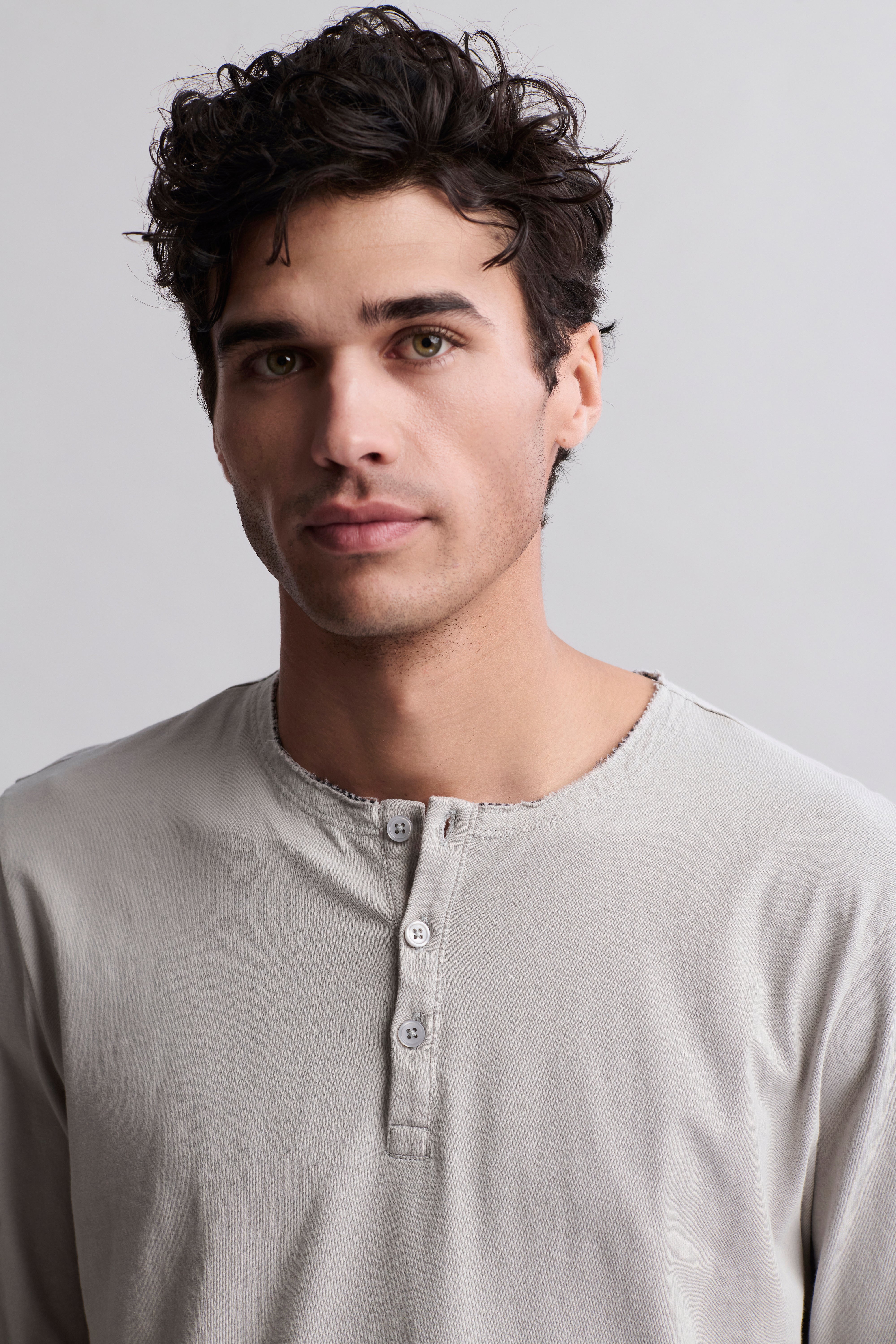 Malibu Collection® Long Sleeve Henley With Woven Detail - Image 8