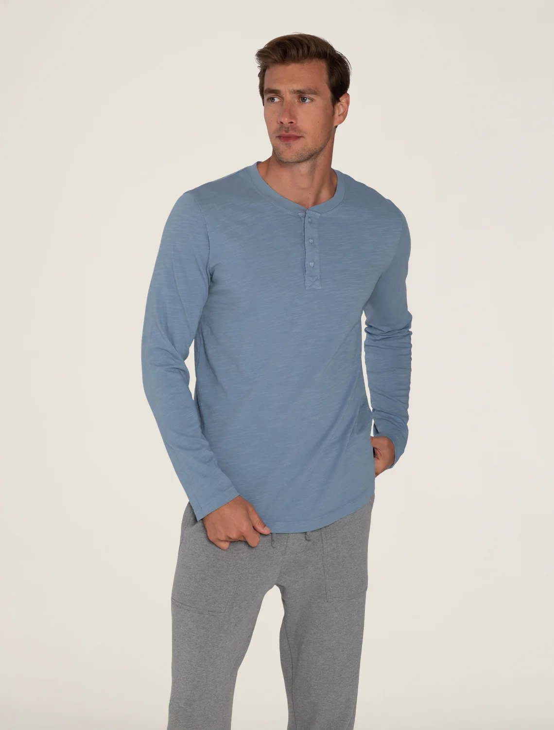 Malibu Collection® Long Sleeve Slub Henley - Image 3