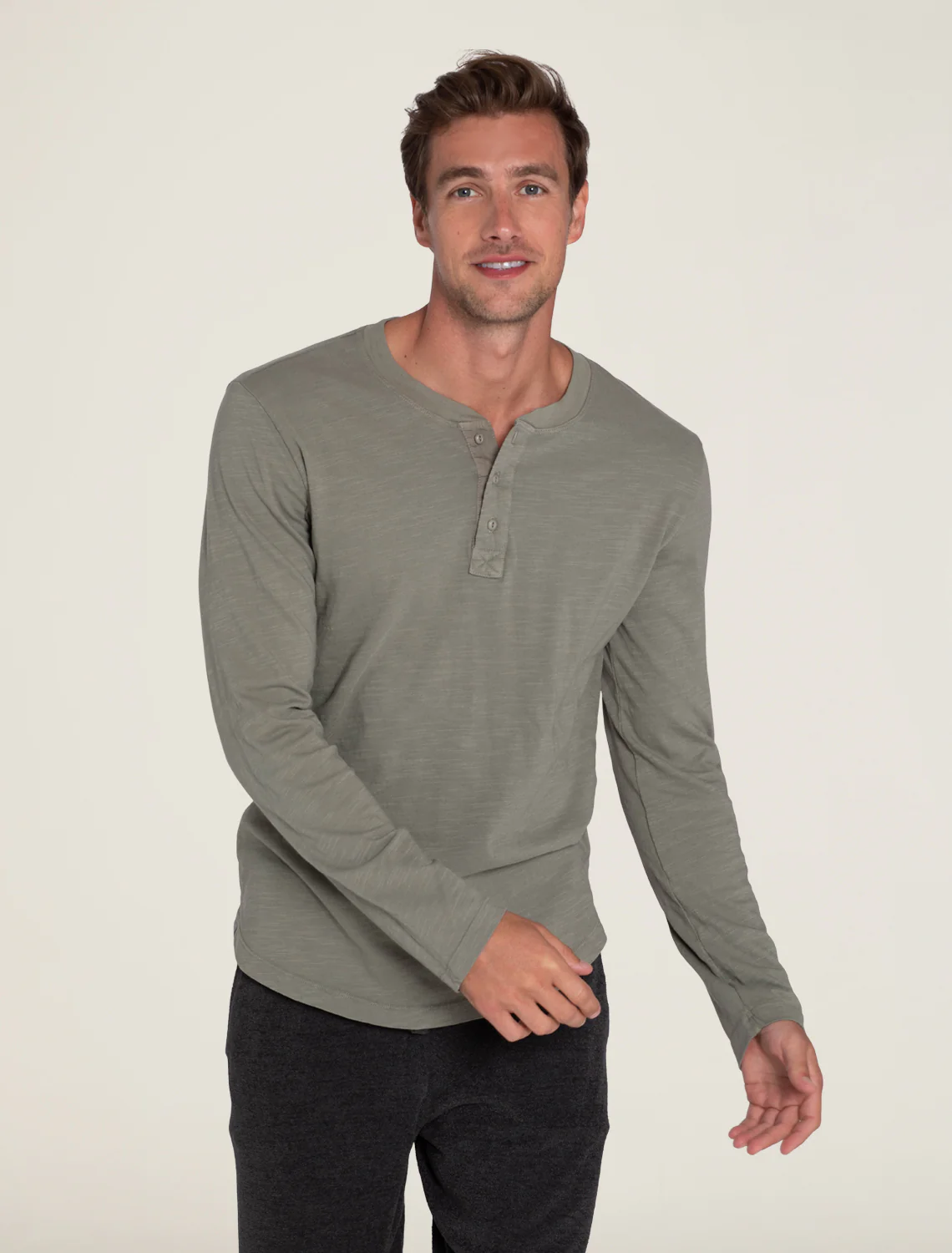 Malibu Collection® Long Sleeve Slub Henley - Image 5