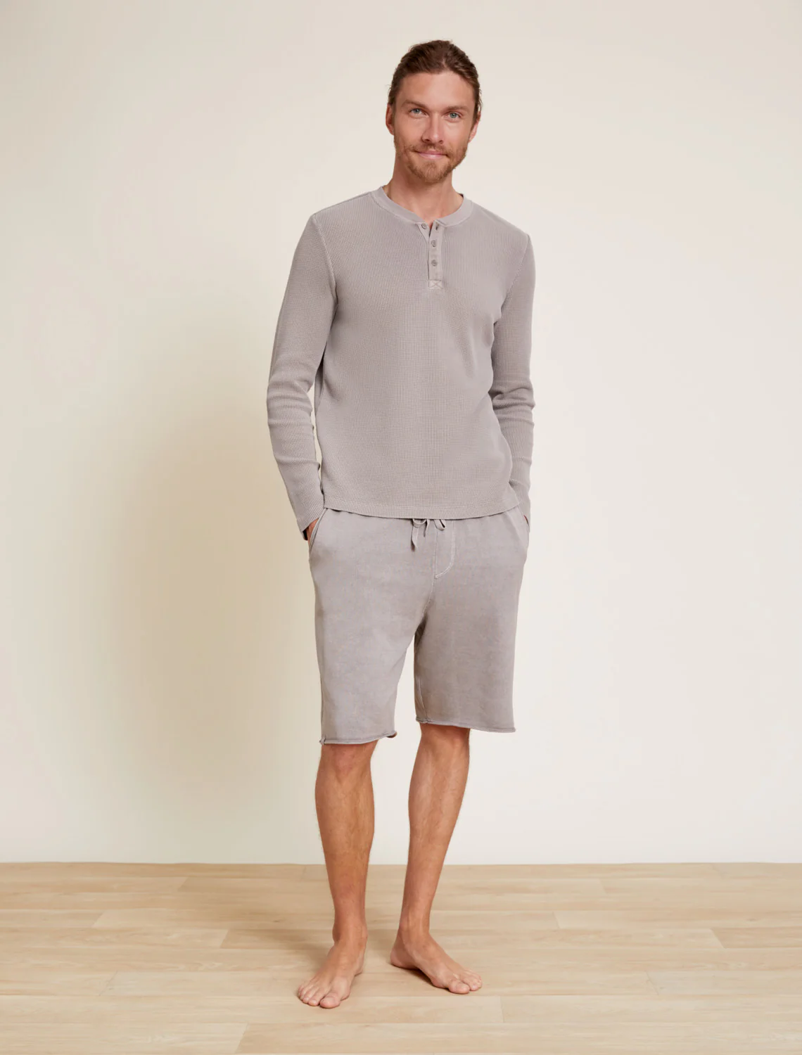 Malibu Collection® Pigment Waffle Long Sleeve Henley Tee