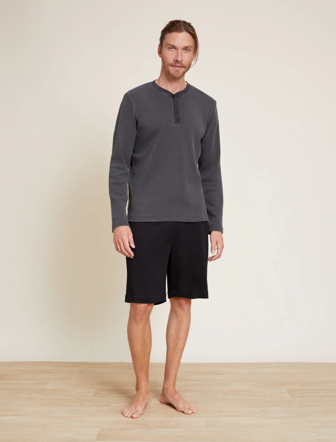 Malibu Collection® Pigment Waffle Long Sleeve Henley Tee - Image 6
