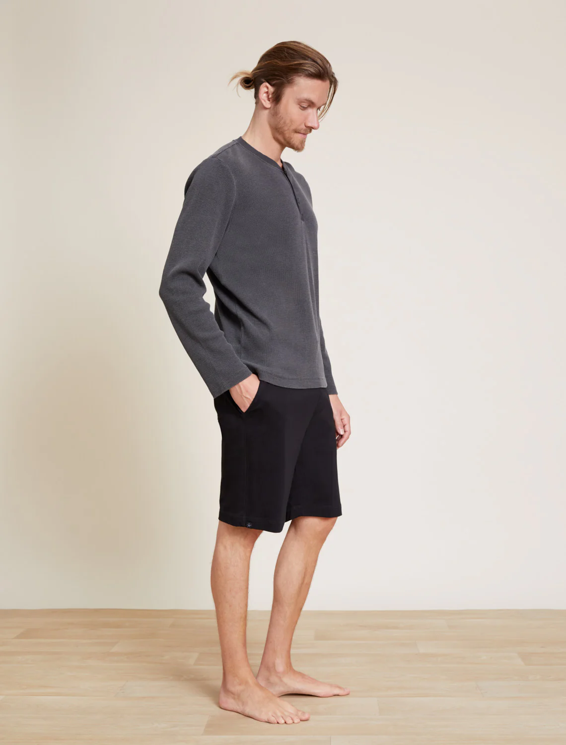 Malibu Collection® Pigment Waffle Long Sleeve Henley Tee - Image 7