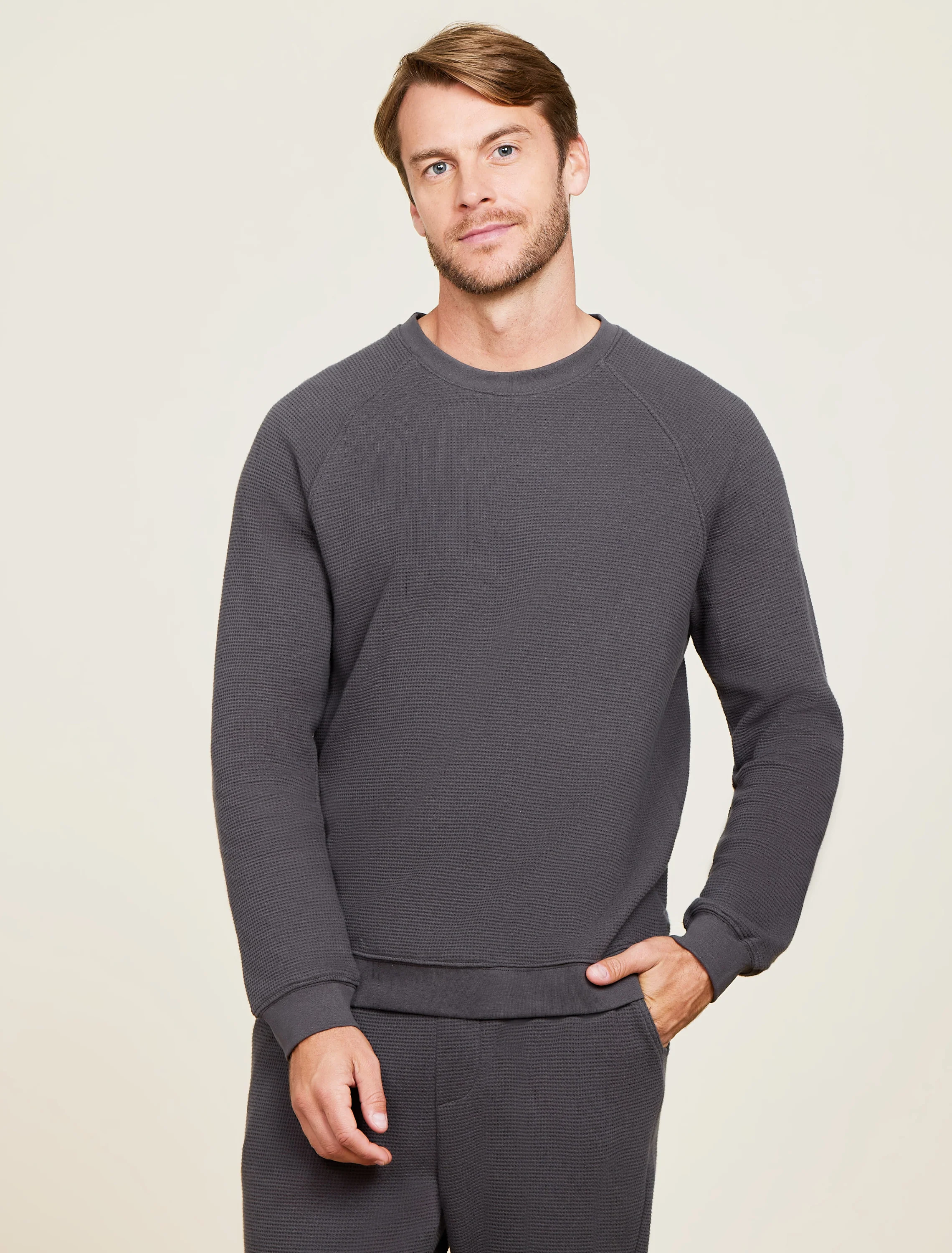 Malibu Collection® Waffle Knit Raglan Pullover - Image 4