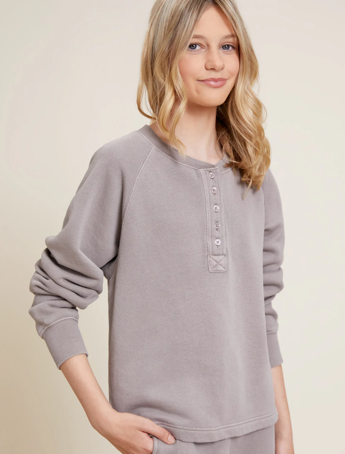 Malibu Collection® Youth Brushed Terry Henley Pullover - Image 5