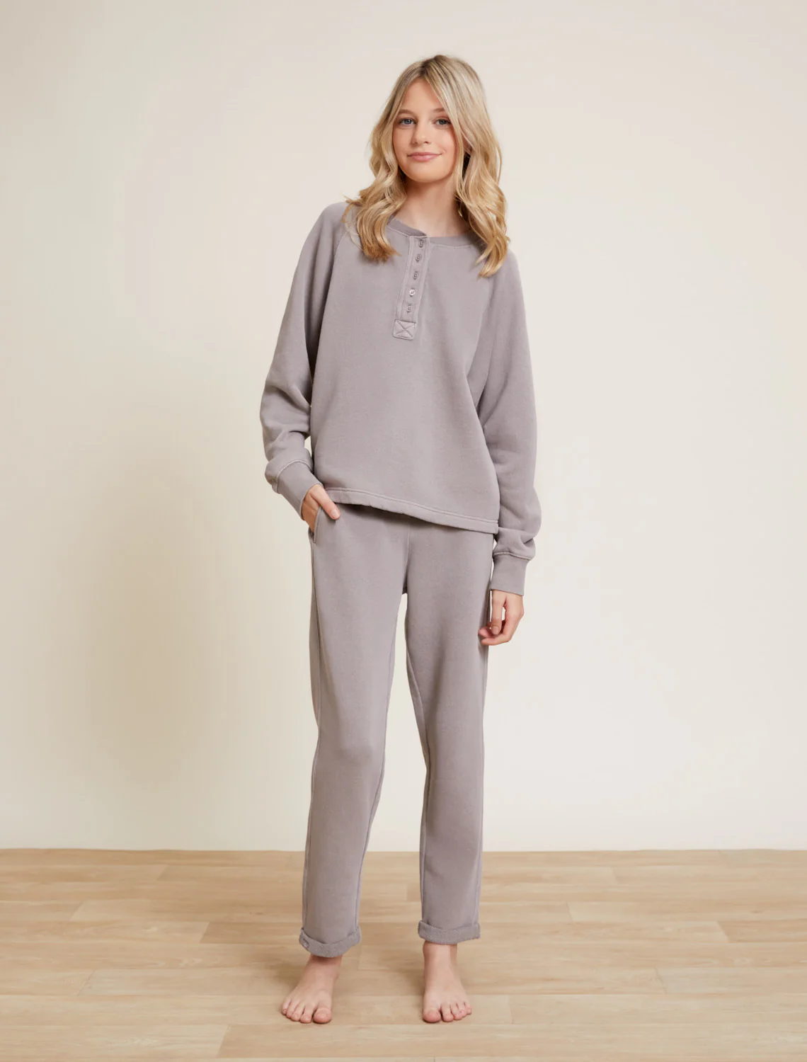 Malibu Collection® Youth Brushed Terry Henley Pullover - Image 6