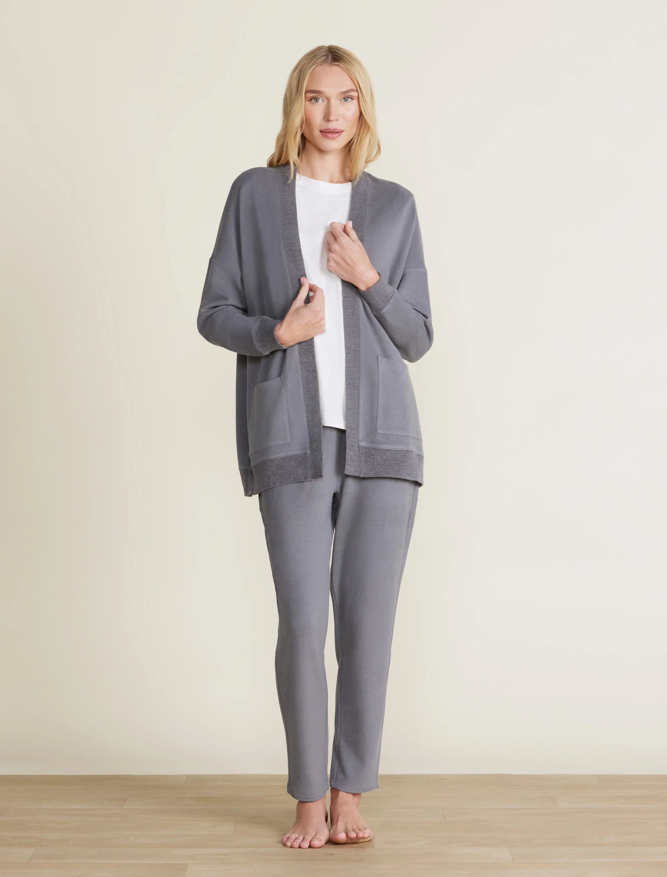 Malibu Collection® Brushed Fleece Sweater Mix Cardigan - Image 5