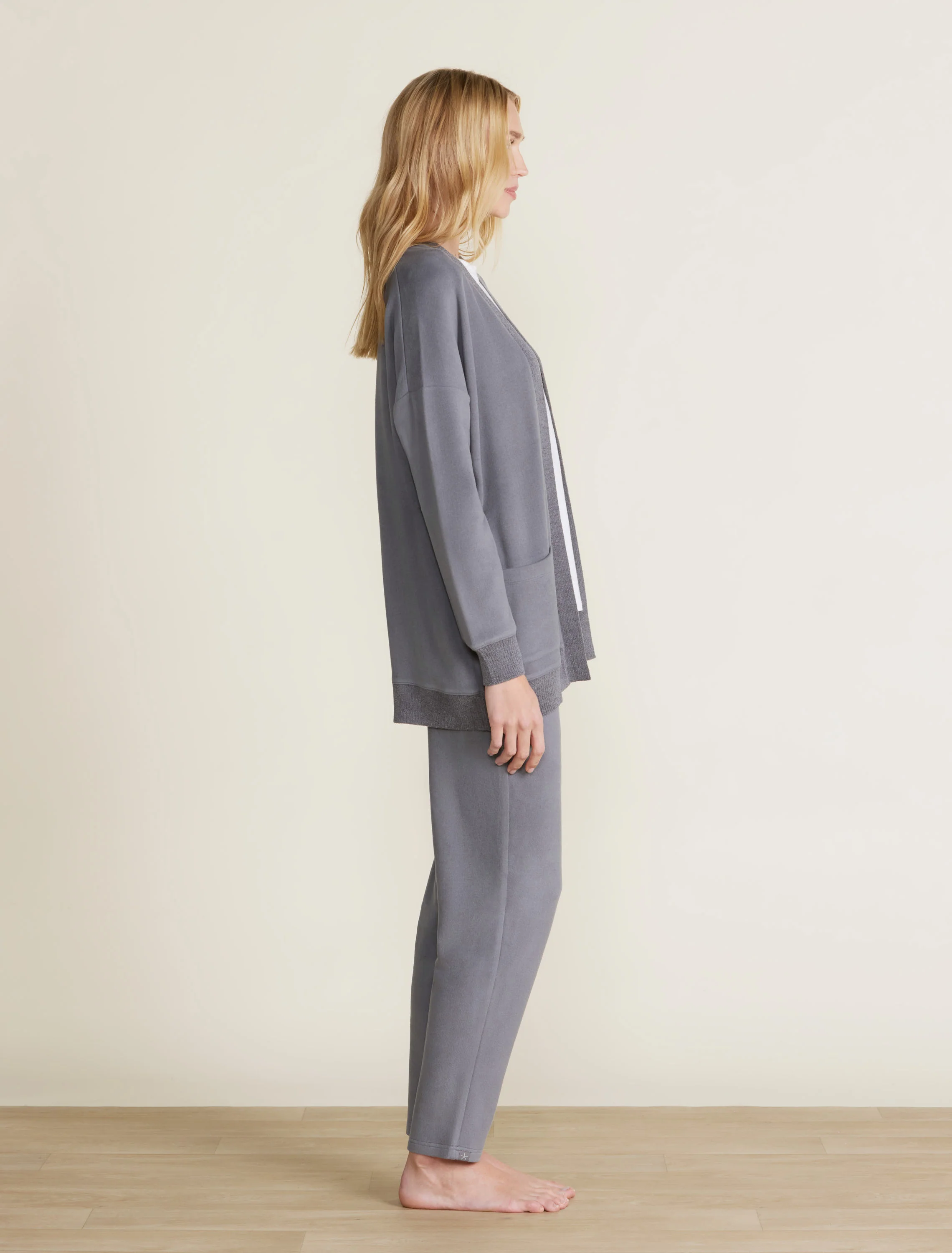 Malibu Collection® Brushed Fleece Sweater Mix Cardigan - Image 6