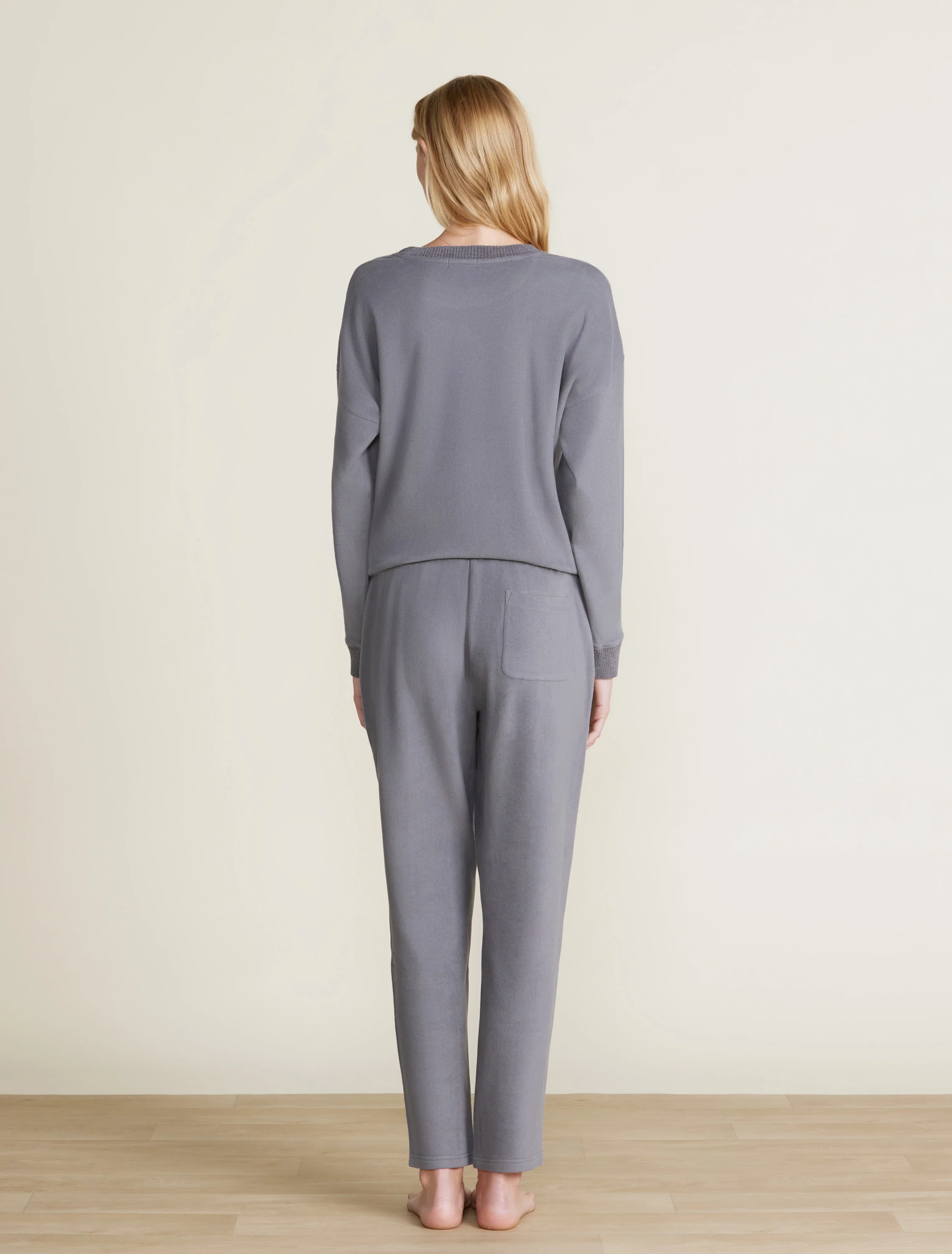 Malibu Collection® Brushed Fleece Sweater Mix Tapered Pant - Image 3