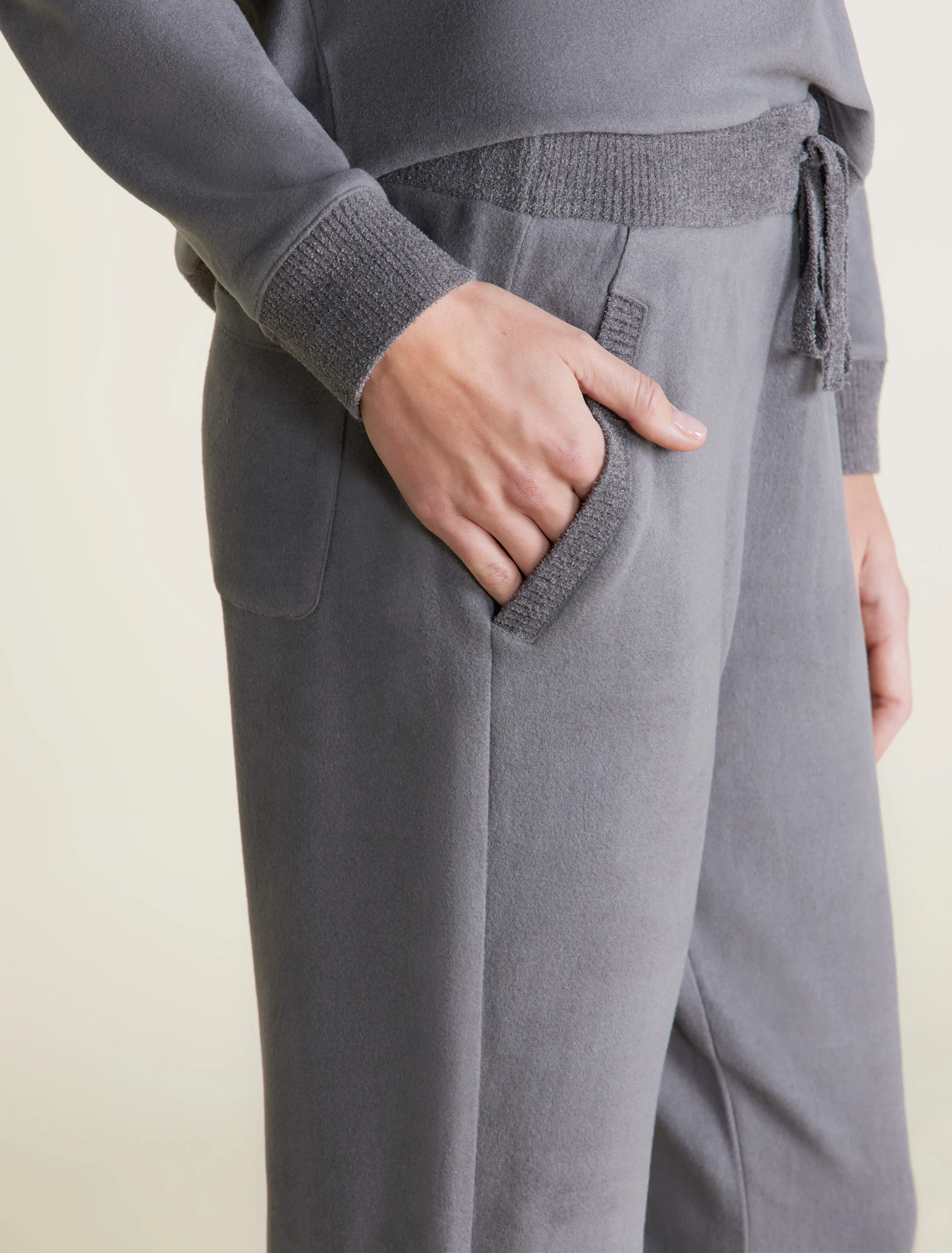 Malibu Collection® Brushed Fleece Sweater Mix Tapered Pant - Image 4
