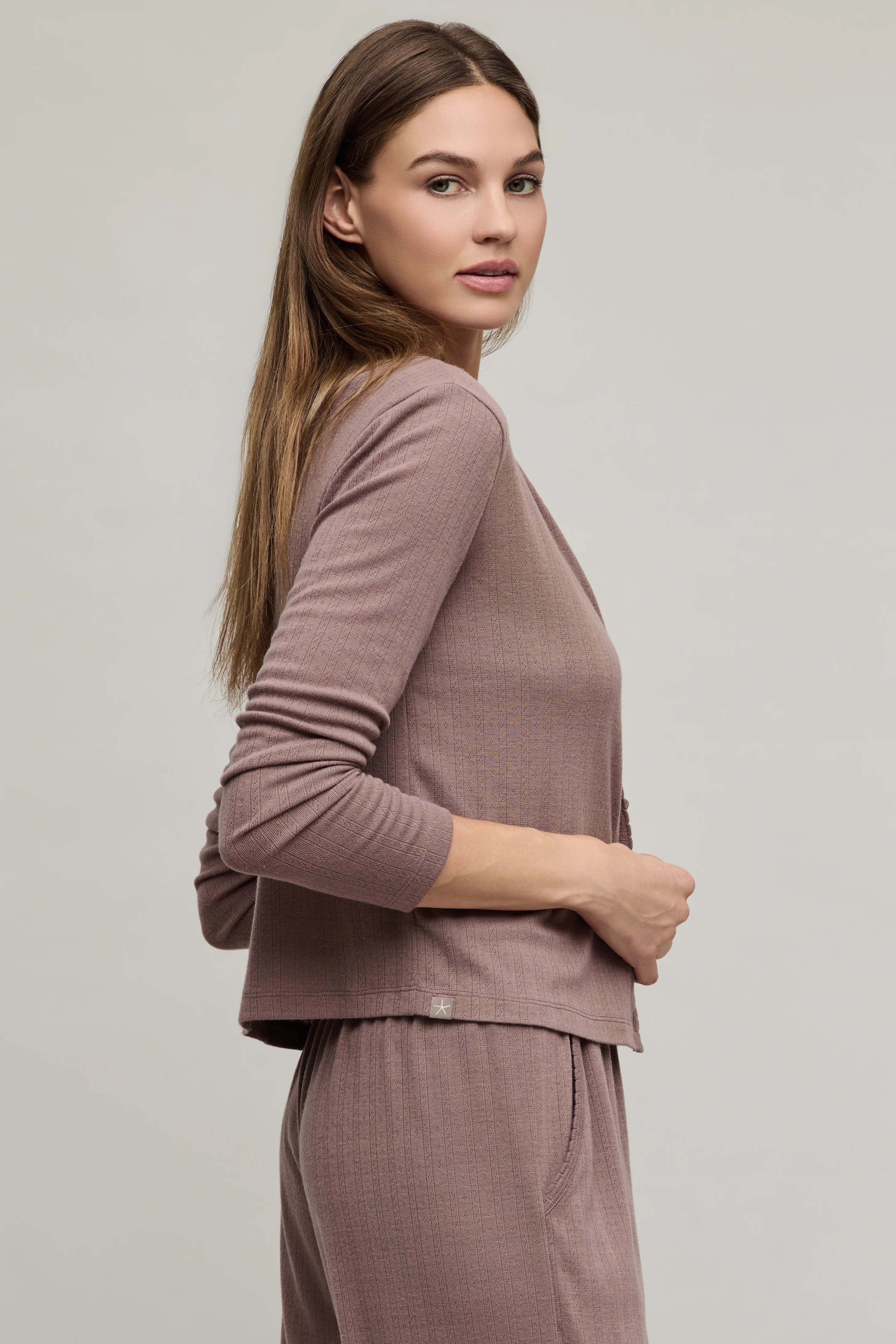 Pointelle Rib Cardigan with Scallop Trim - Image 10