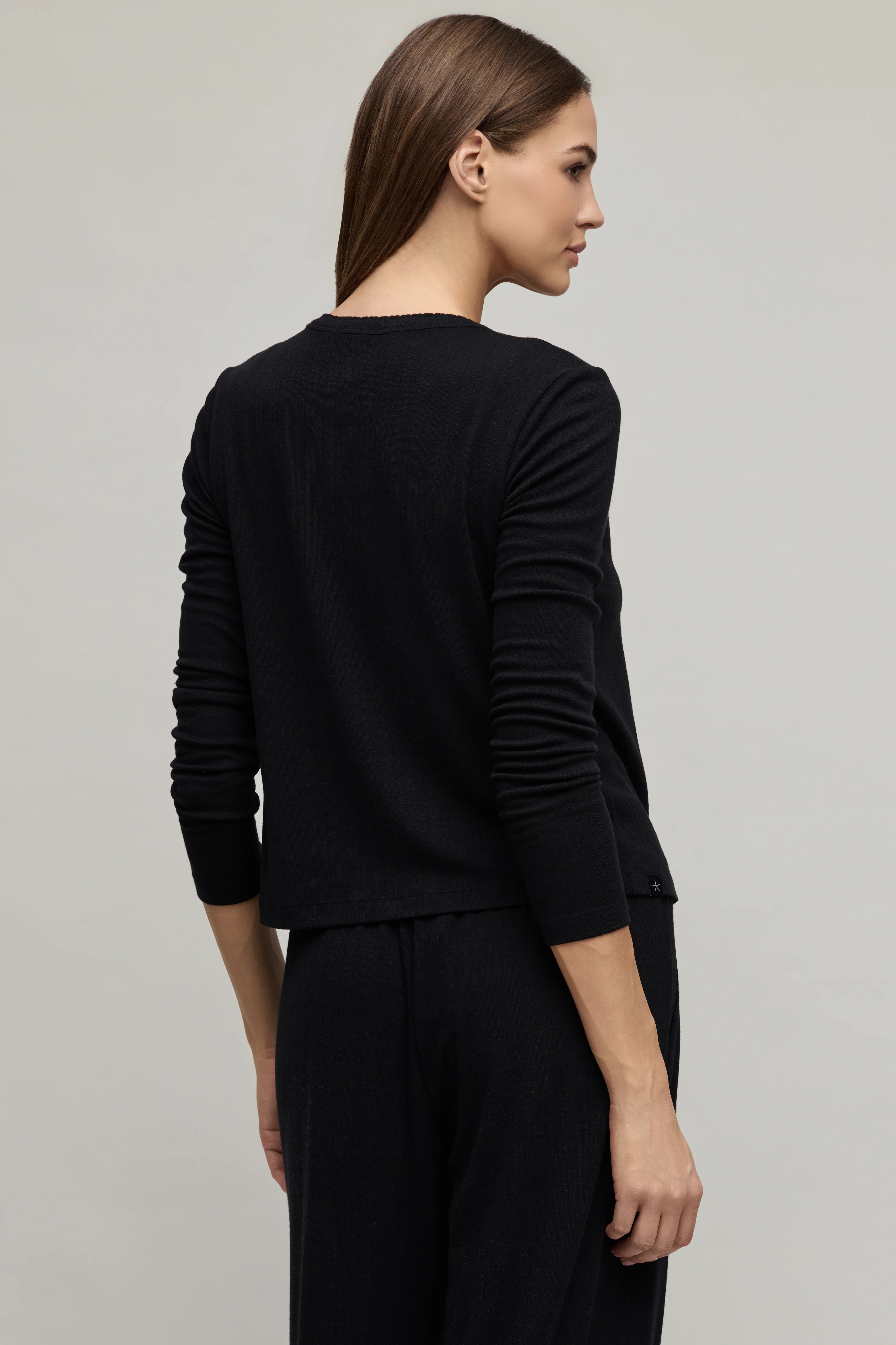Pointelle Rib Cardigan with Scallop Trim - Image 7