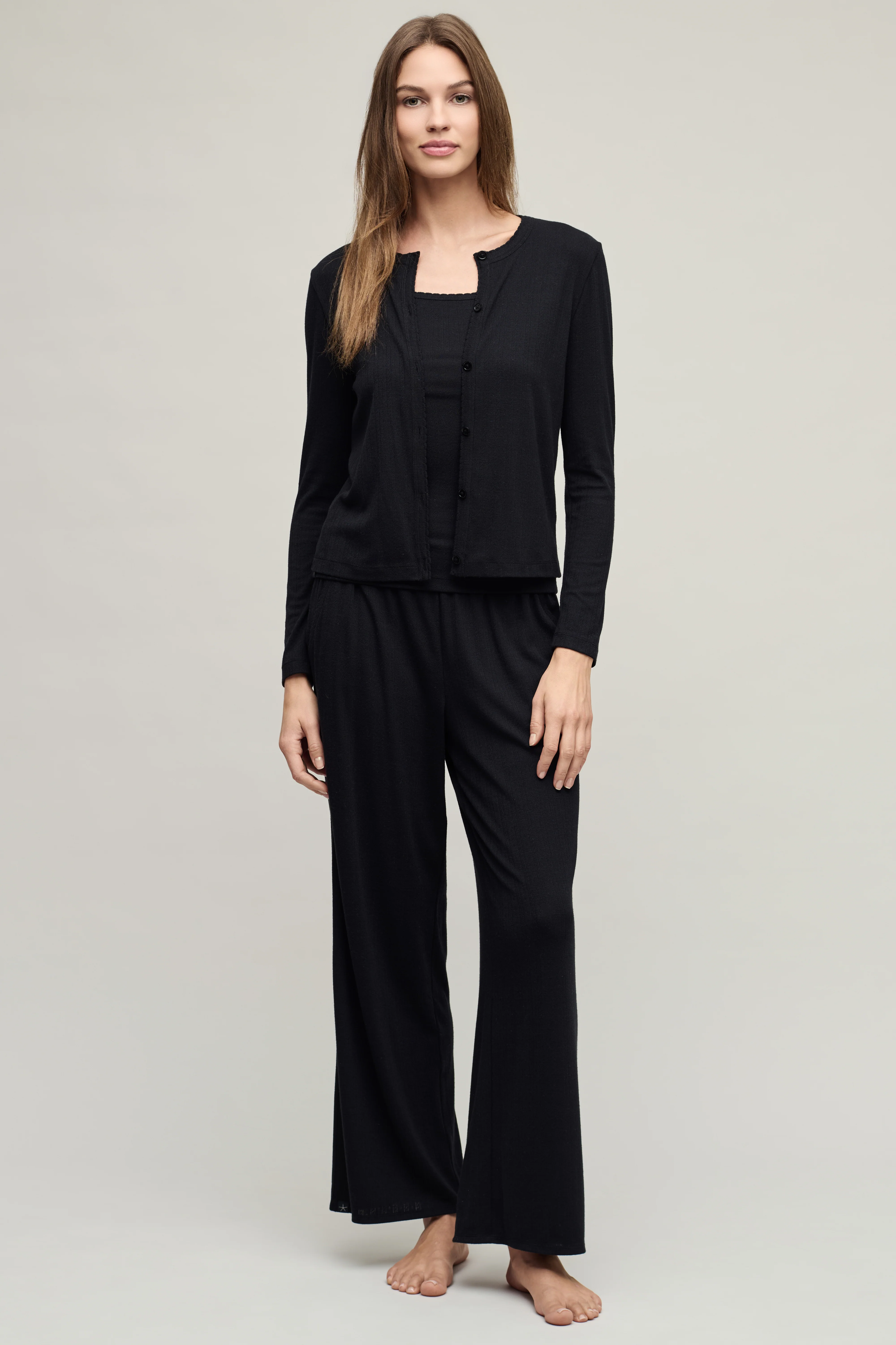Pointelle Rib Cardigan with Scallop Trim - Image 8