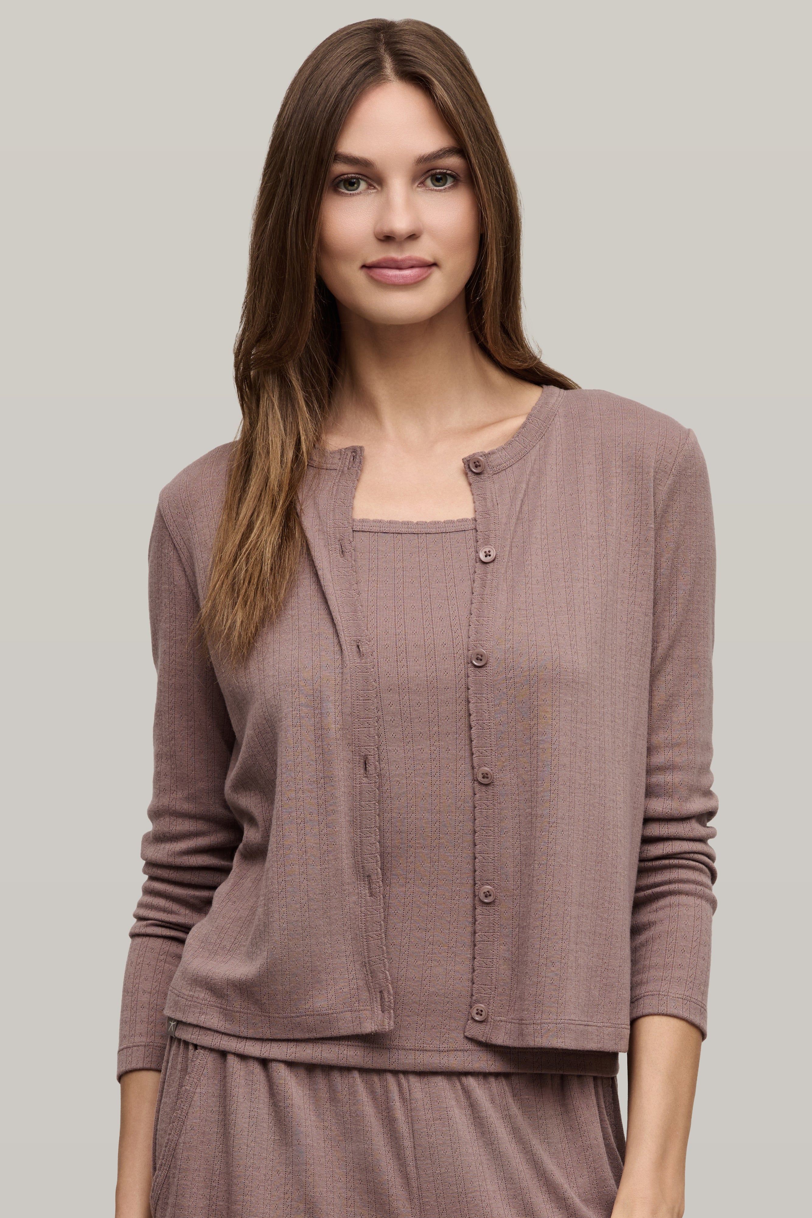 Pointelle Rib Cardigan with Scallop Trim - Image 9