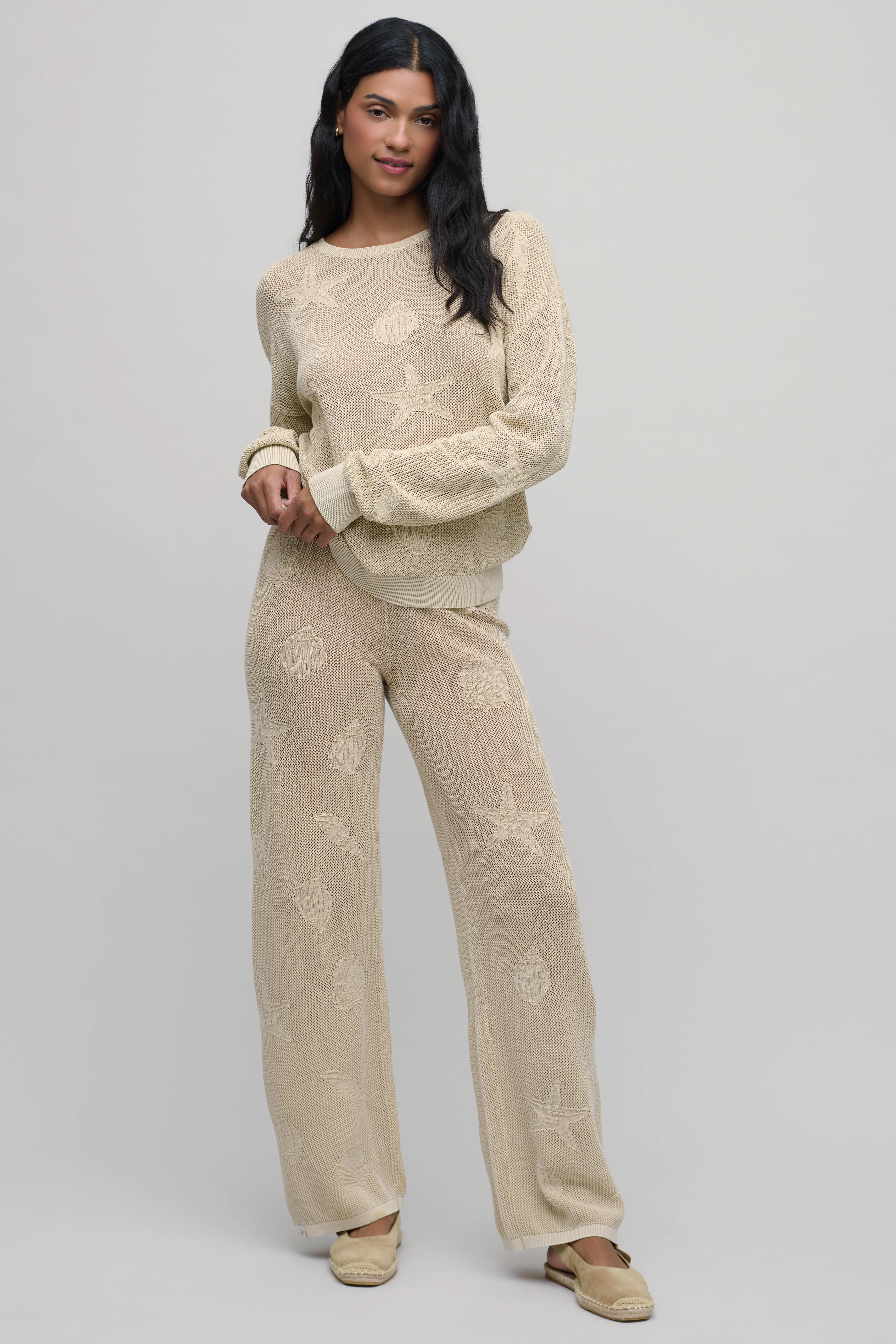 Sunbleached Shell Motif Crew Neck Pullover - Image 4