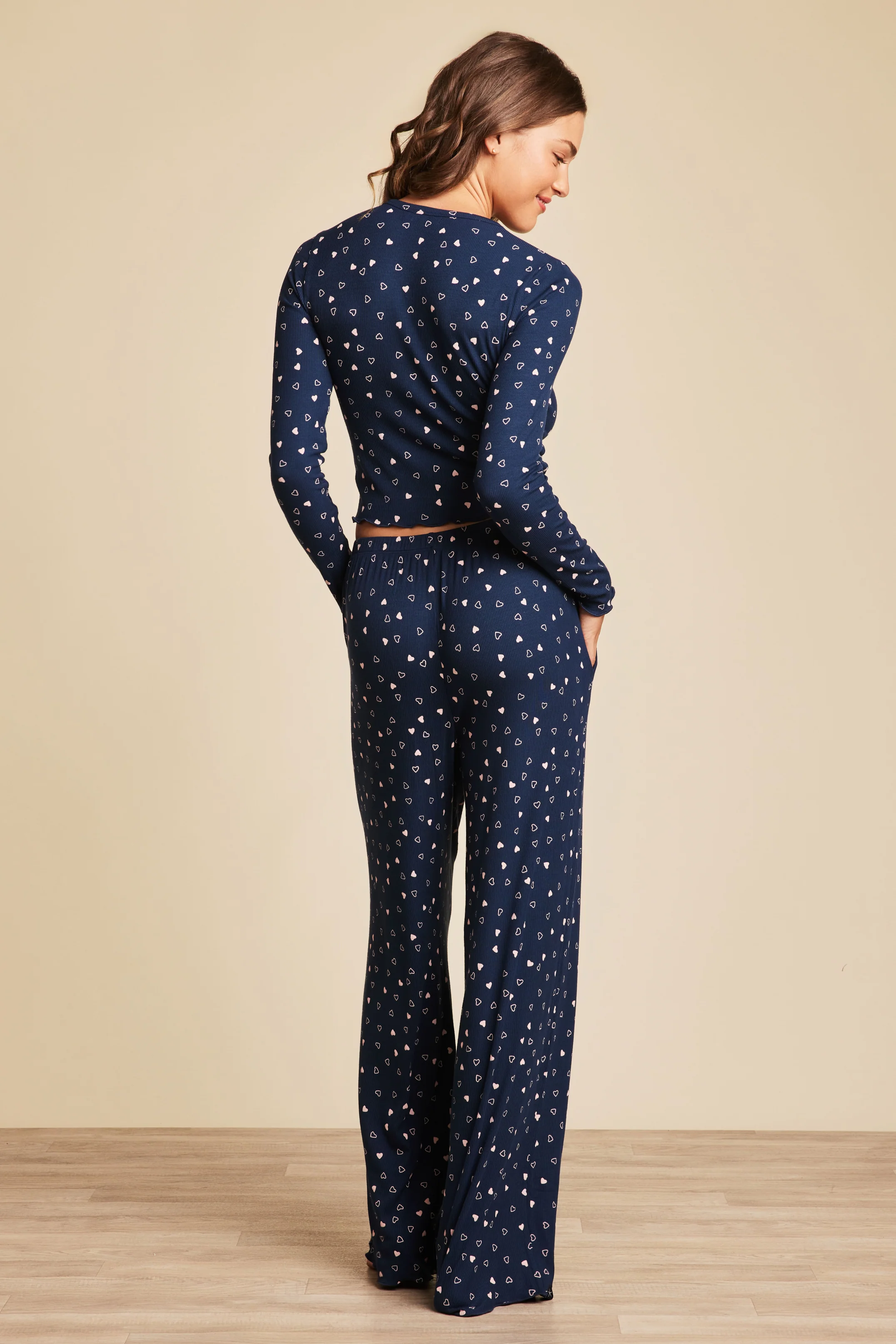 Ultra Soft Rib Lettuce Hem Wide Leg Pant - Image 3