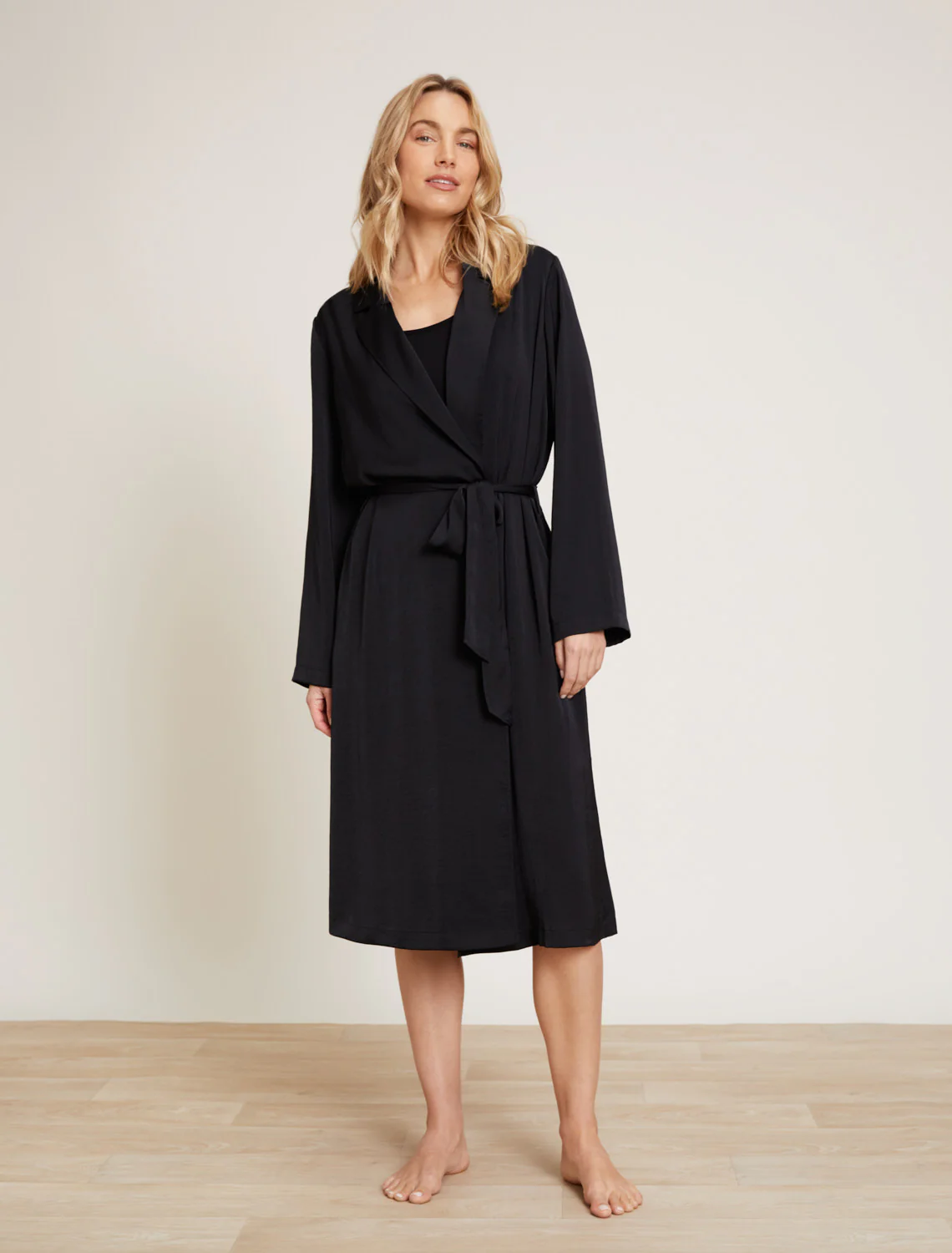 Washed Satin Notch Collar Robe - Image 5