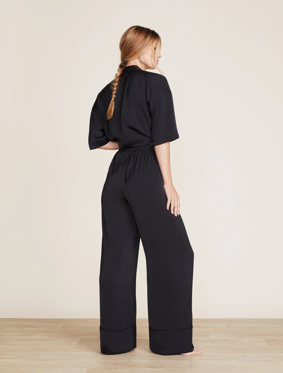 Washed Satin Piped Wide Leg Pant - Image 3