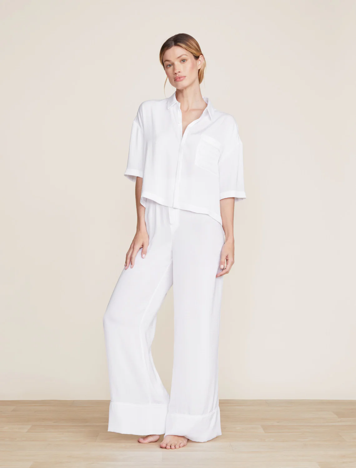 Washed Satin Piped Wide Leg Pant - Image 4