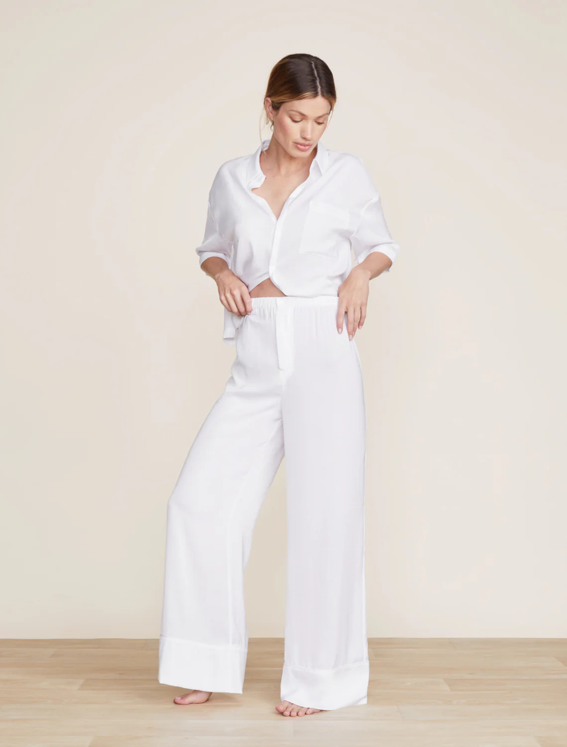 Washed Satin Piped Wide Leg Pant - Image 6