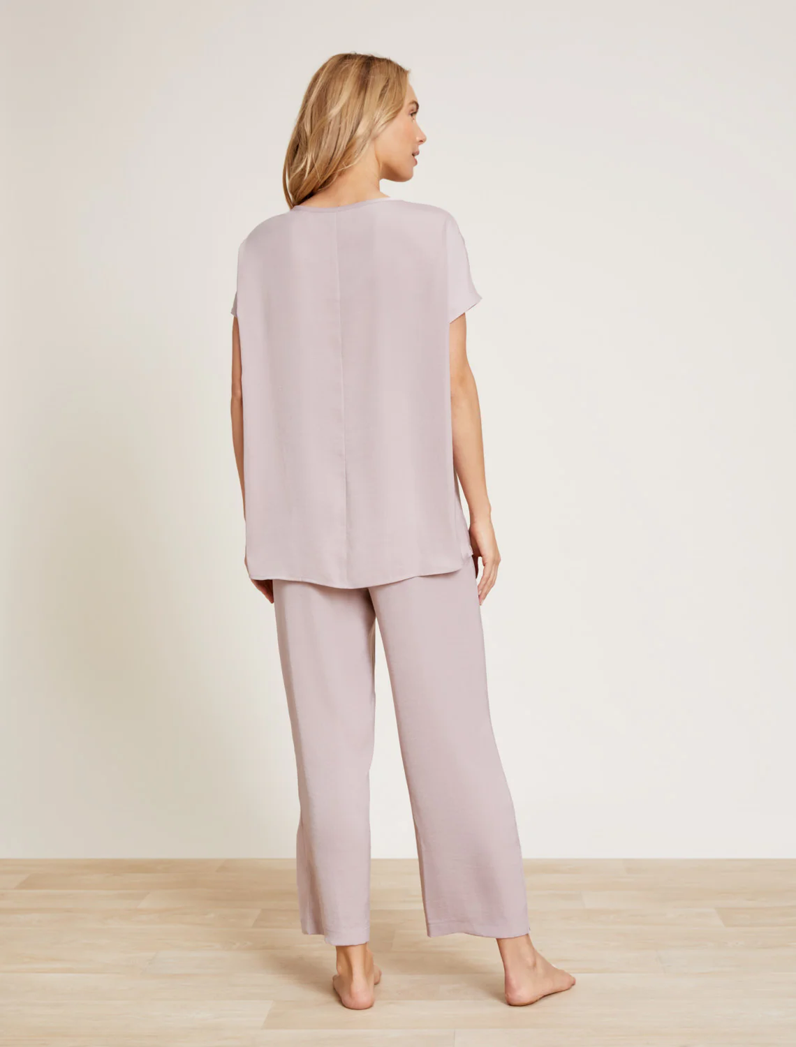 Washed Satin Tee & Cropped Pant Set - Image 4